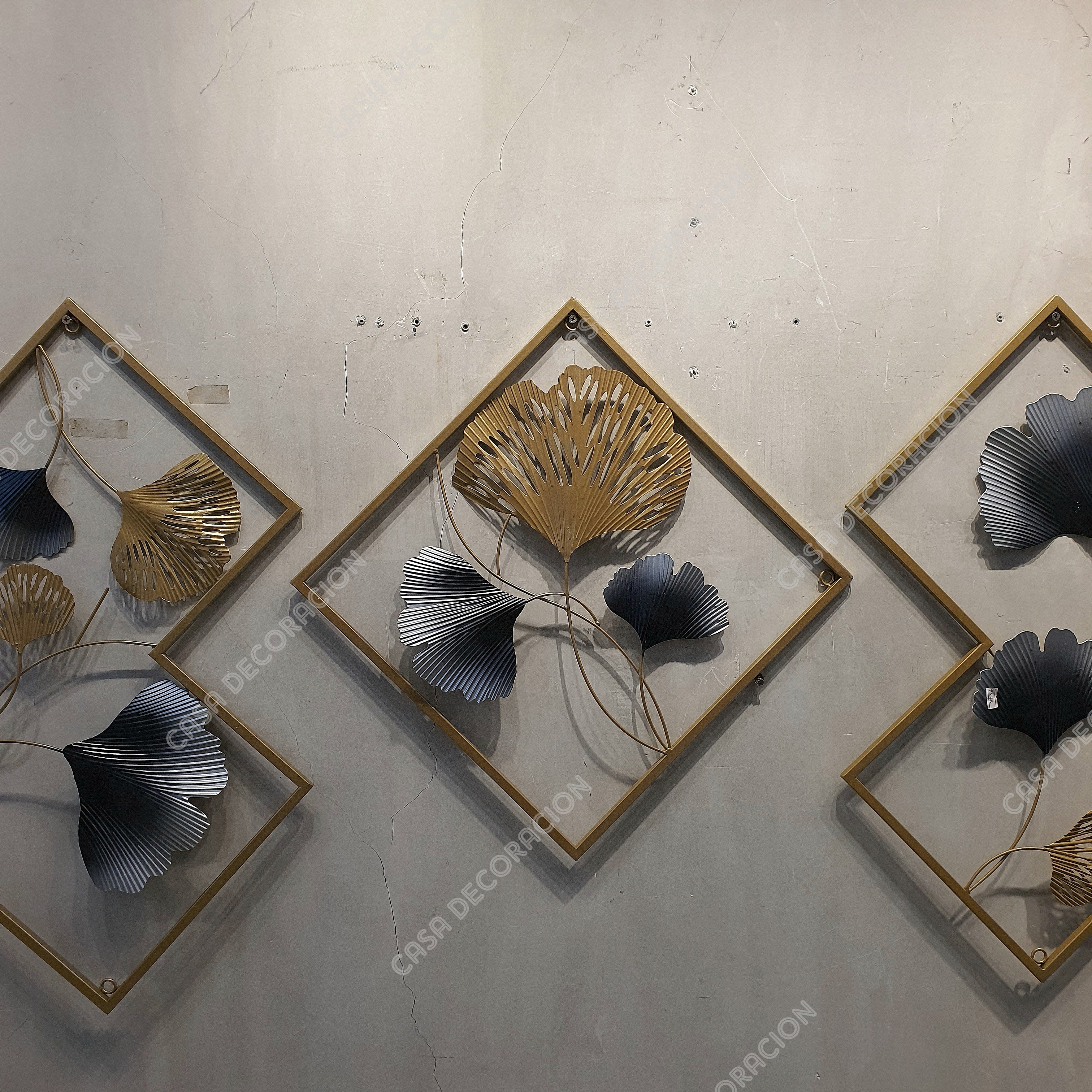 Gold Ginkgo Leaf Metal Wall Art Set of 3