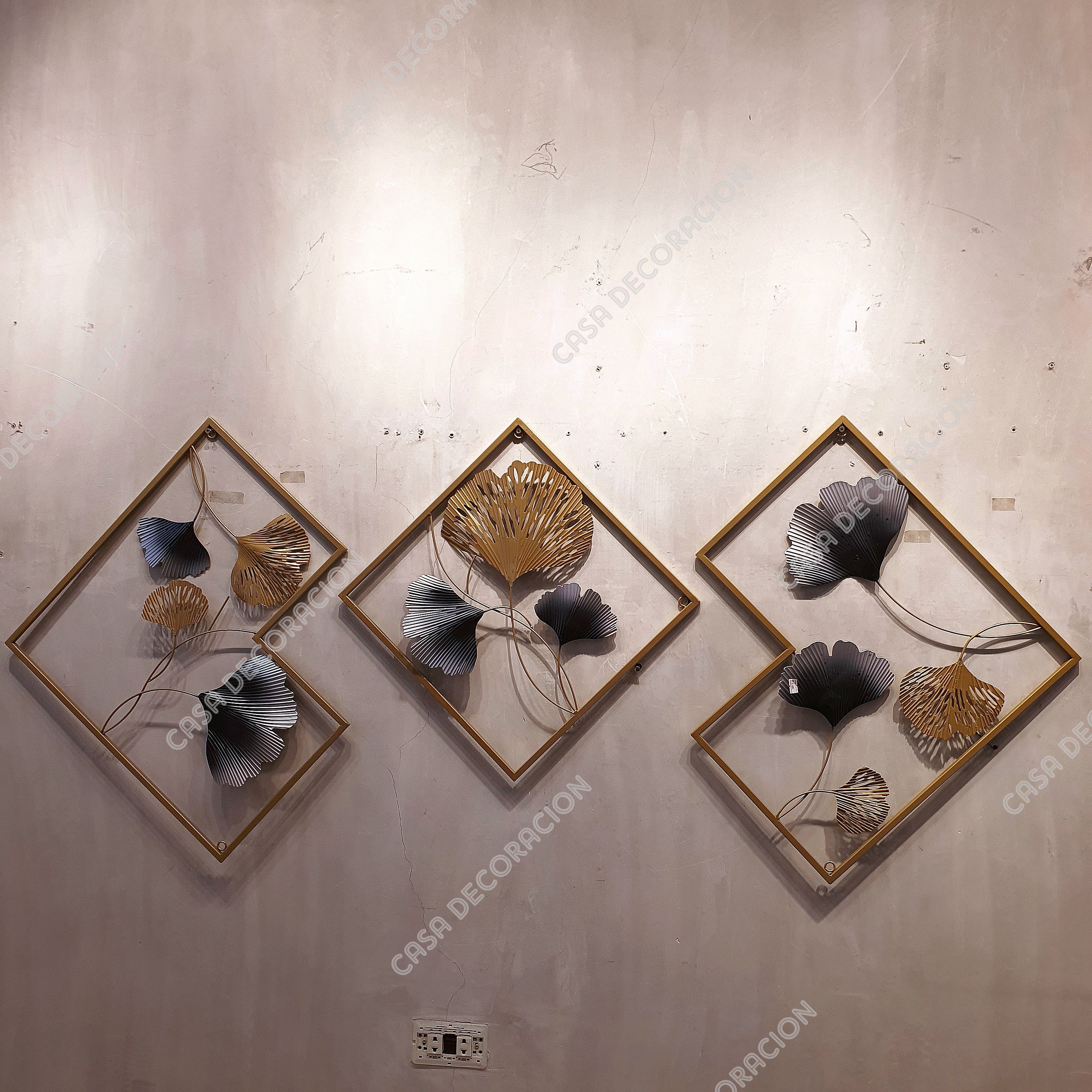 Gold Ginkgo Leaf Metal Wall Art Set of 3