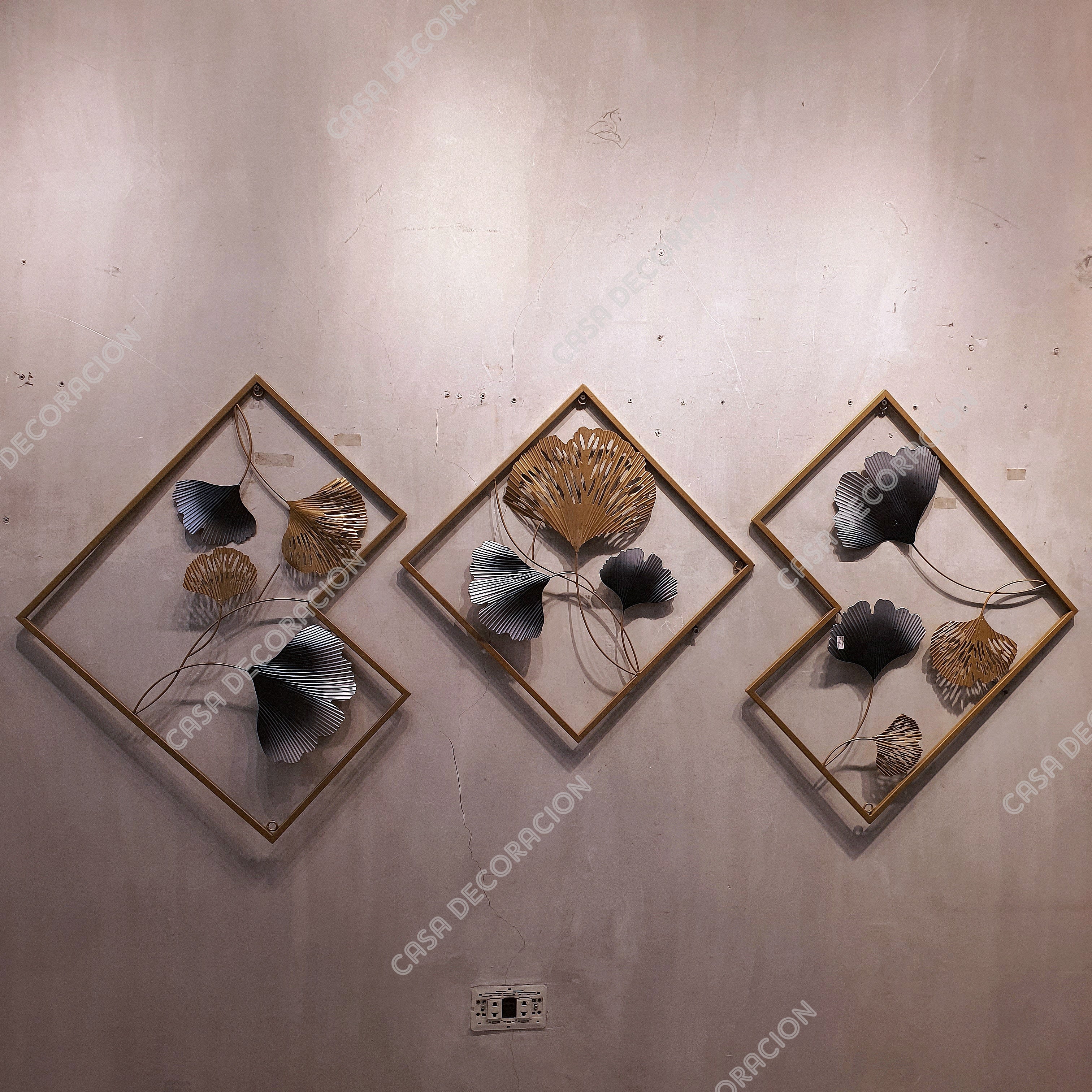 Gold Ginkgo Leaf Metal Wall Art Set of 3