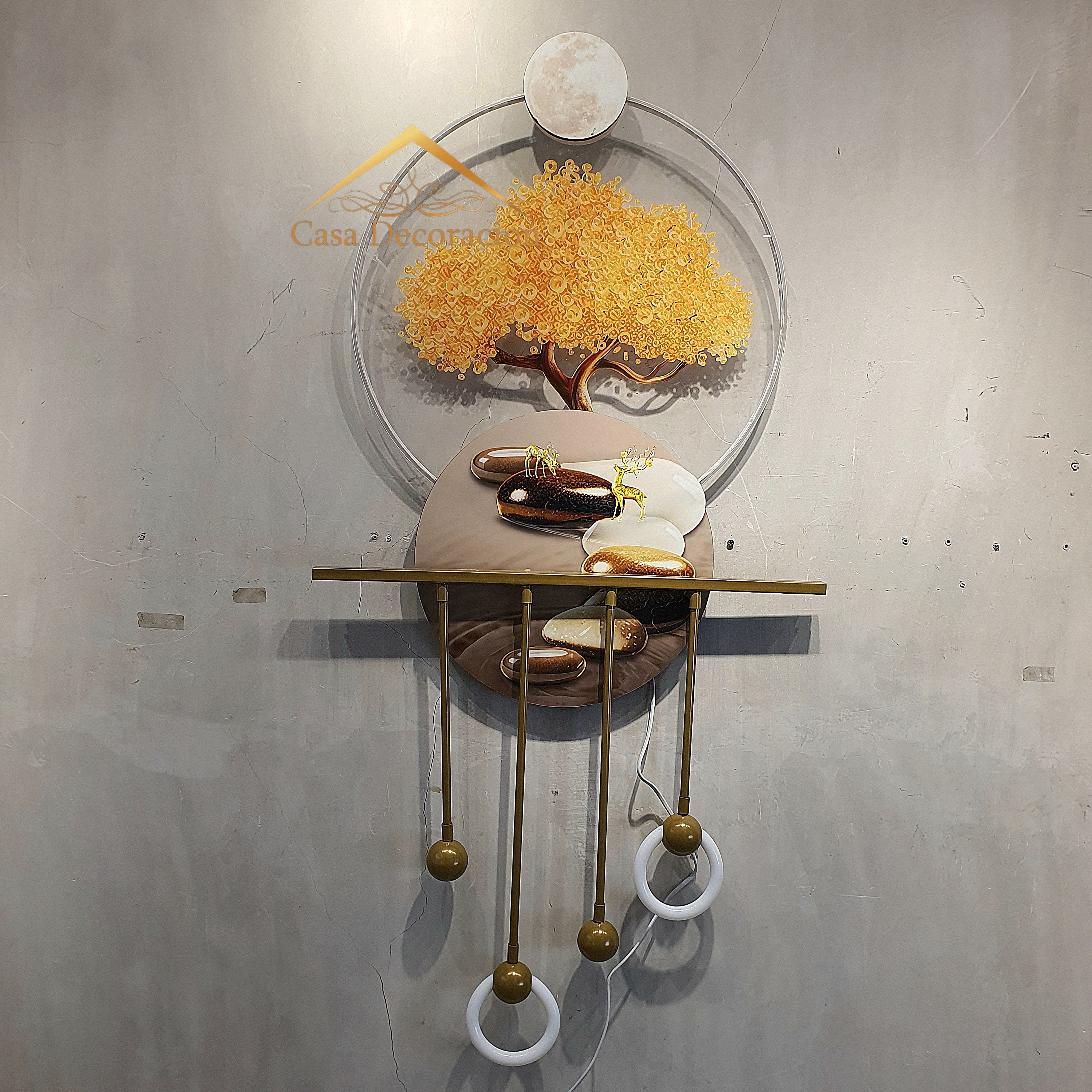Golden Money Tree Wall Art With LED Light