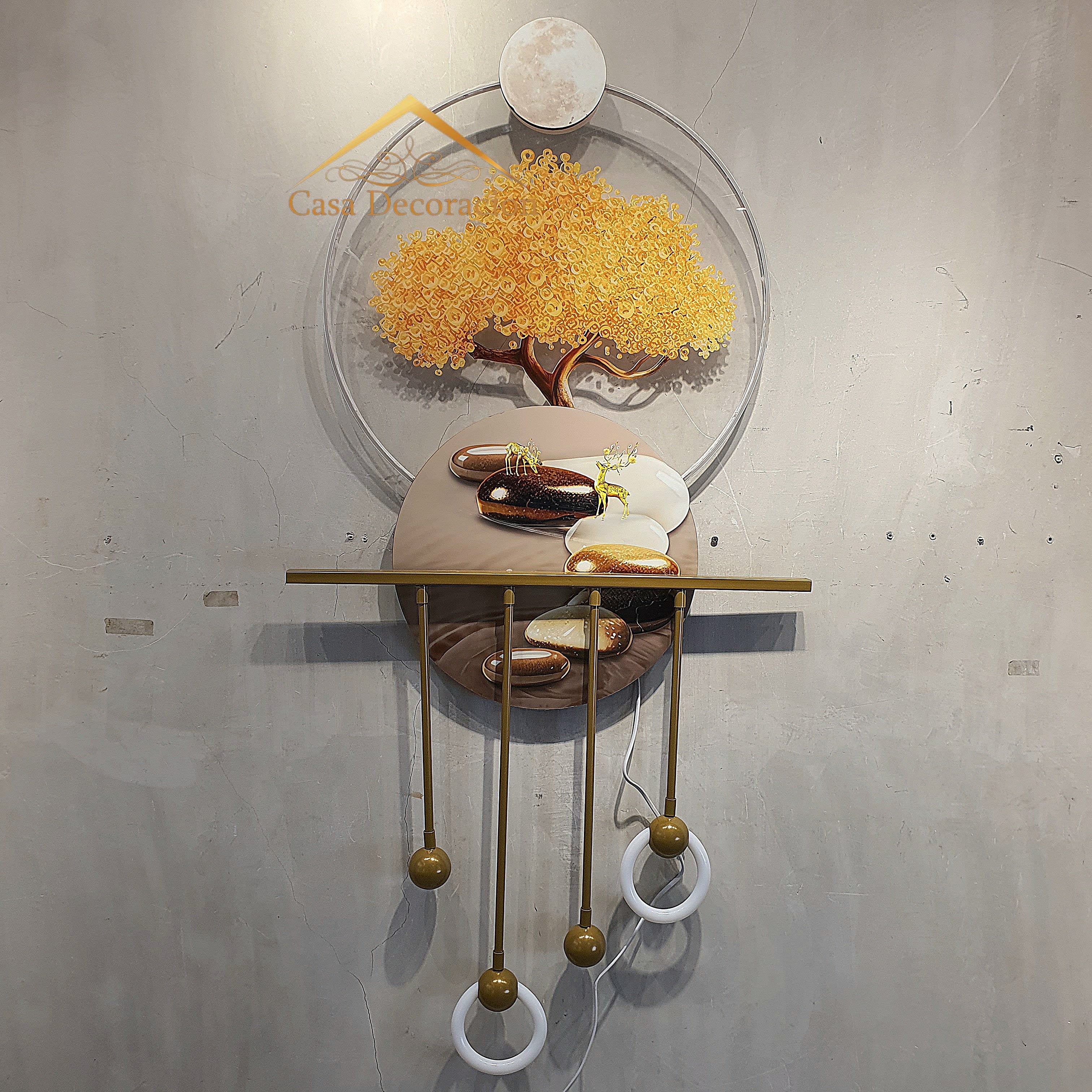Golden Money Tree Wall Art With LED Light
