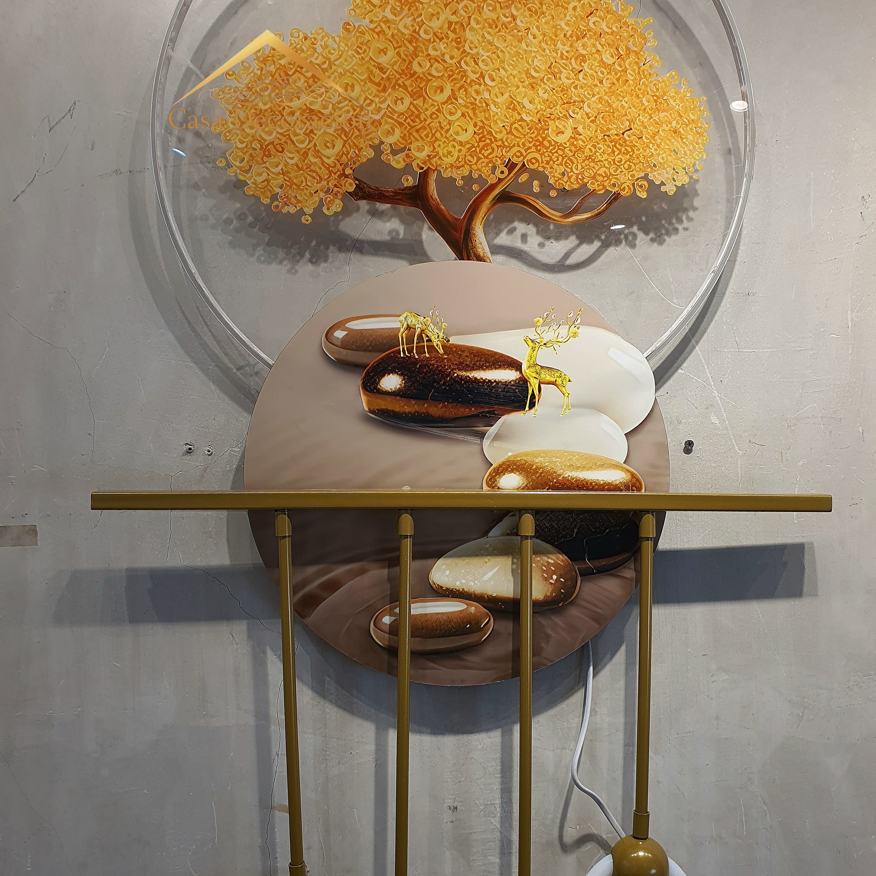 Golden Money Tree Wall Art With LED Light