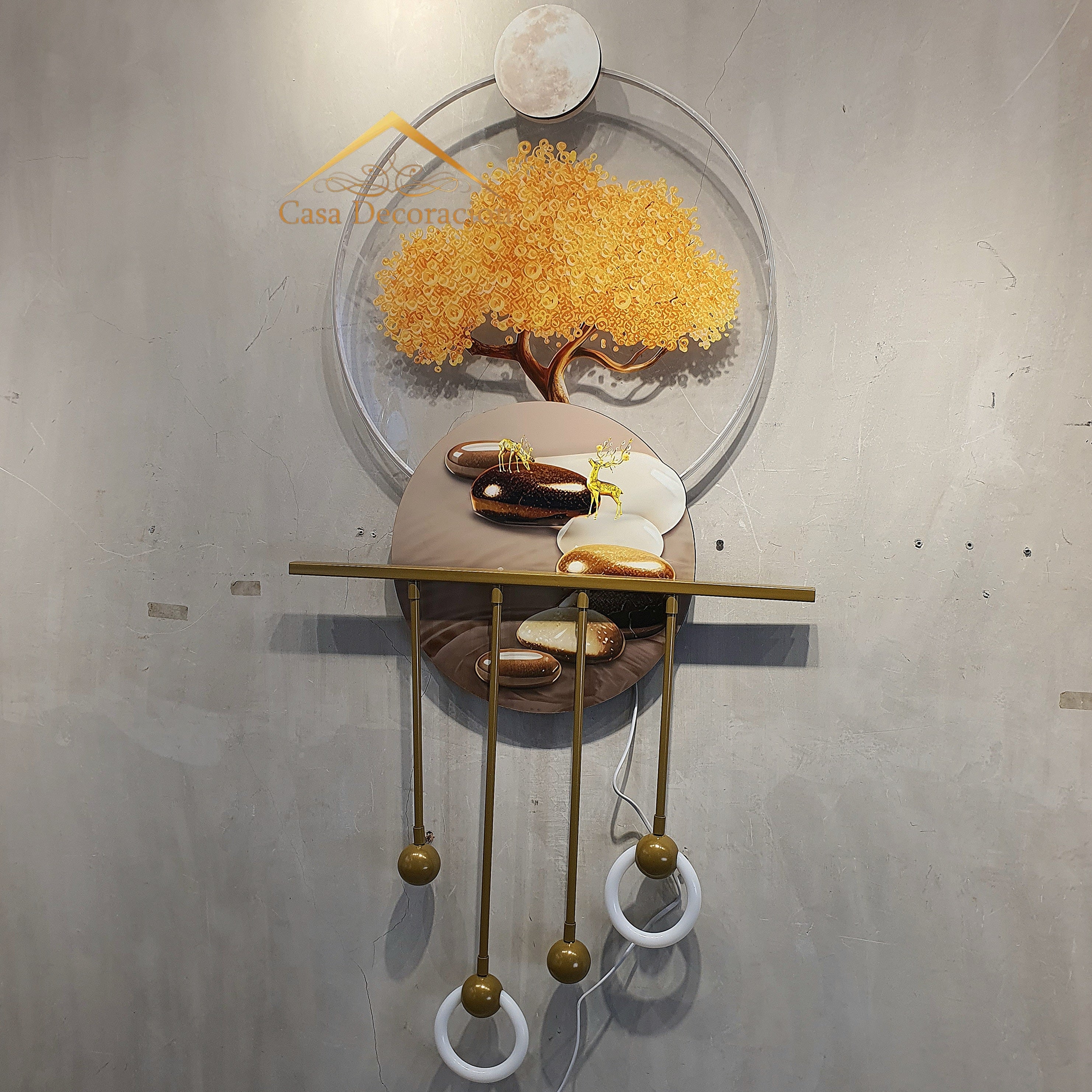 Golden Money Tree Wall Art With LED Light