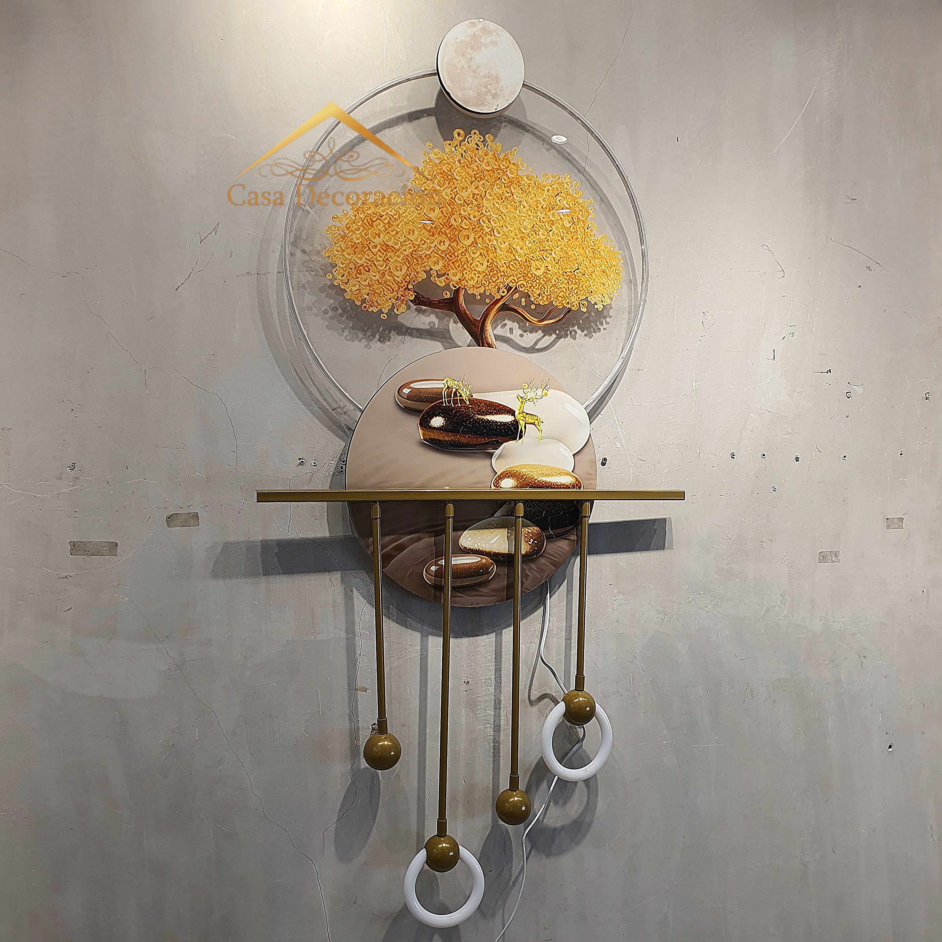 Golden Money Tree Wall Art With LED Light