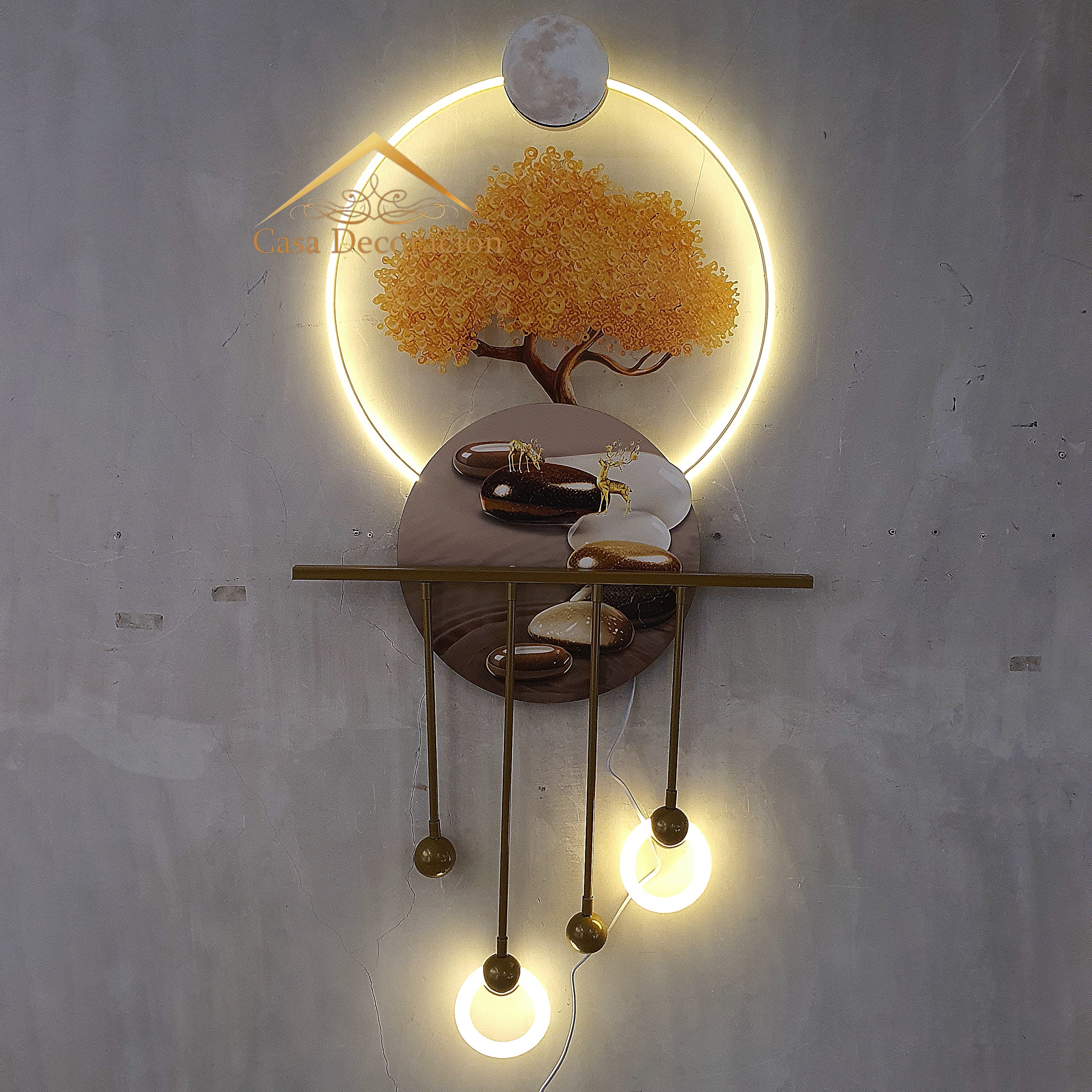 Golden Money Tree Wall Art With LED Light