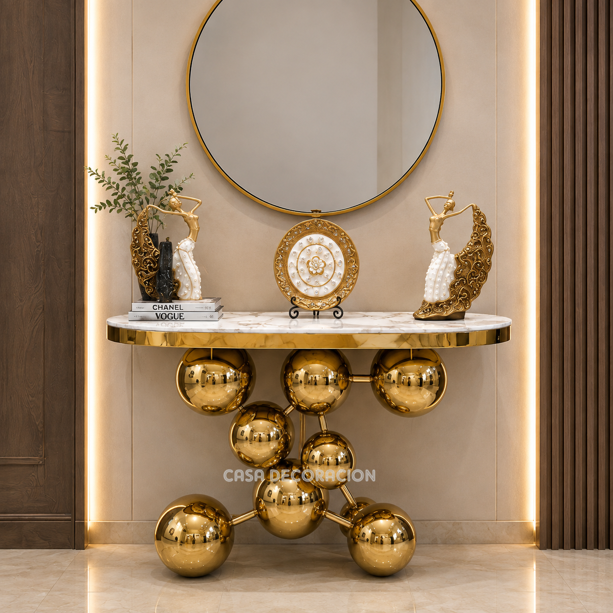 Molecule Console Table White Marble top
