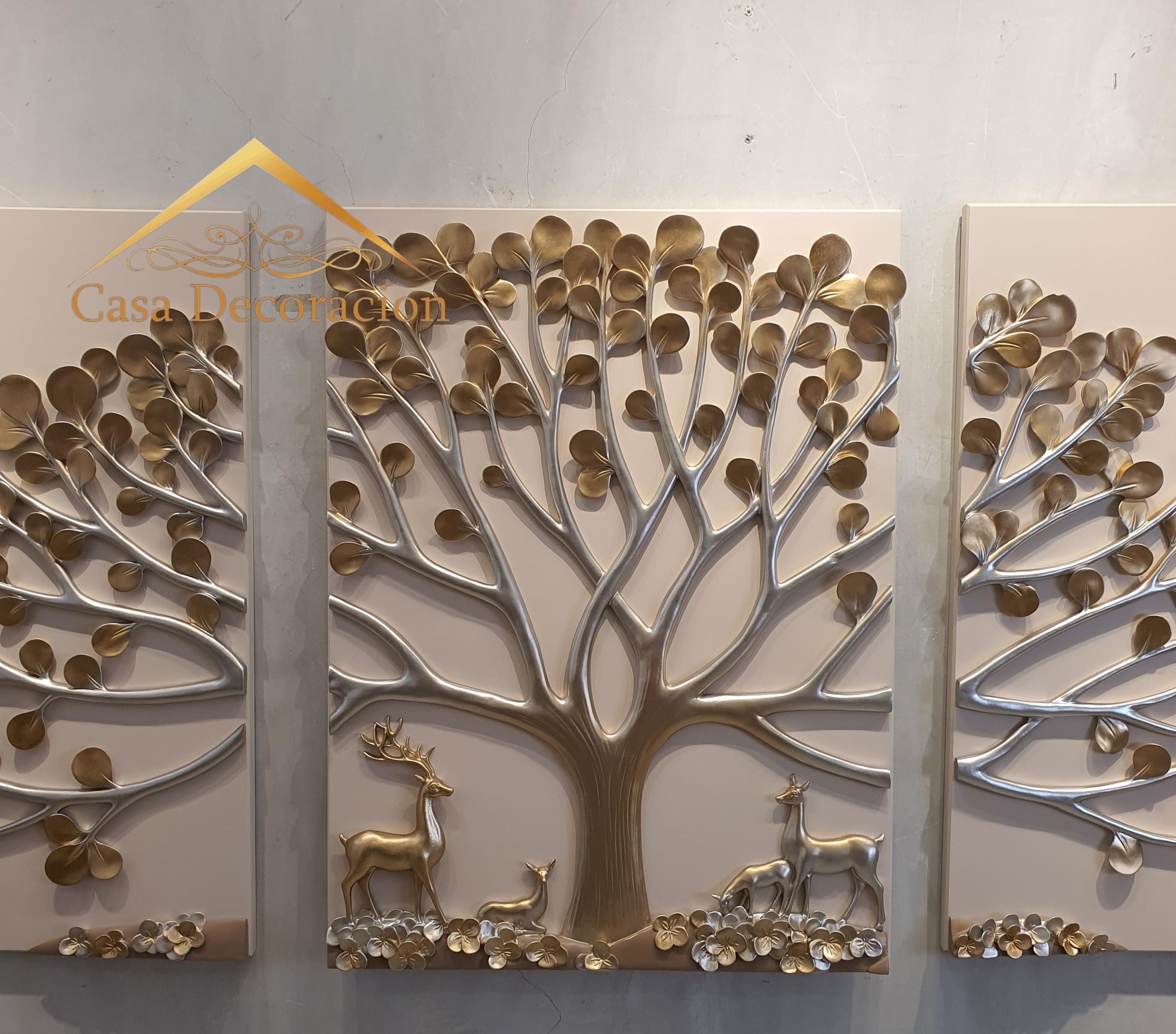 Money Tree Wall Art - Set of 3 (Gold)