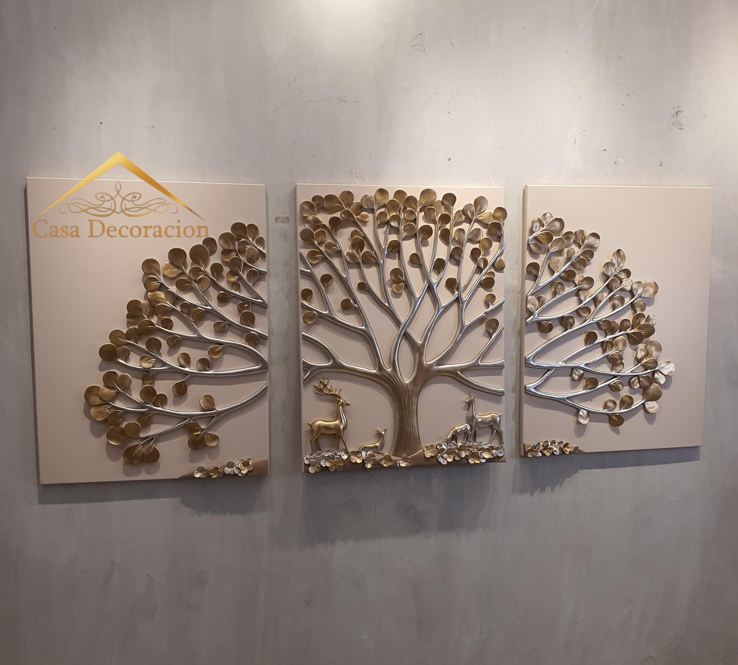 Money Tree Wall Art - Set of 3 (Gold)