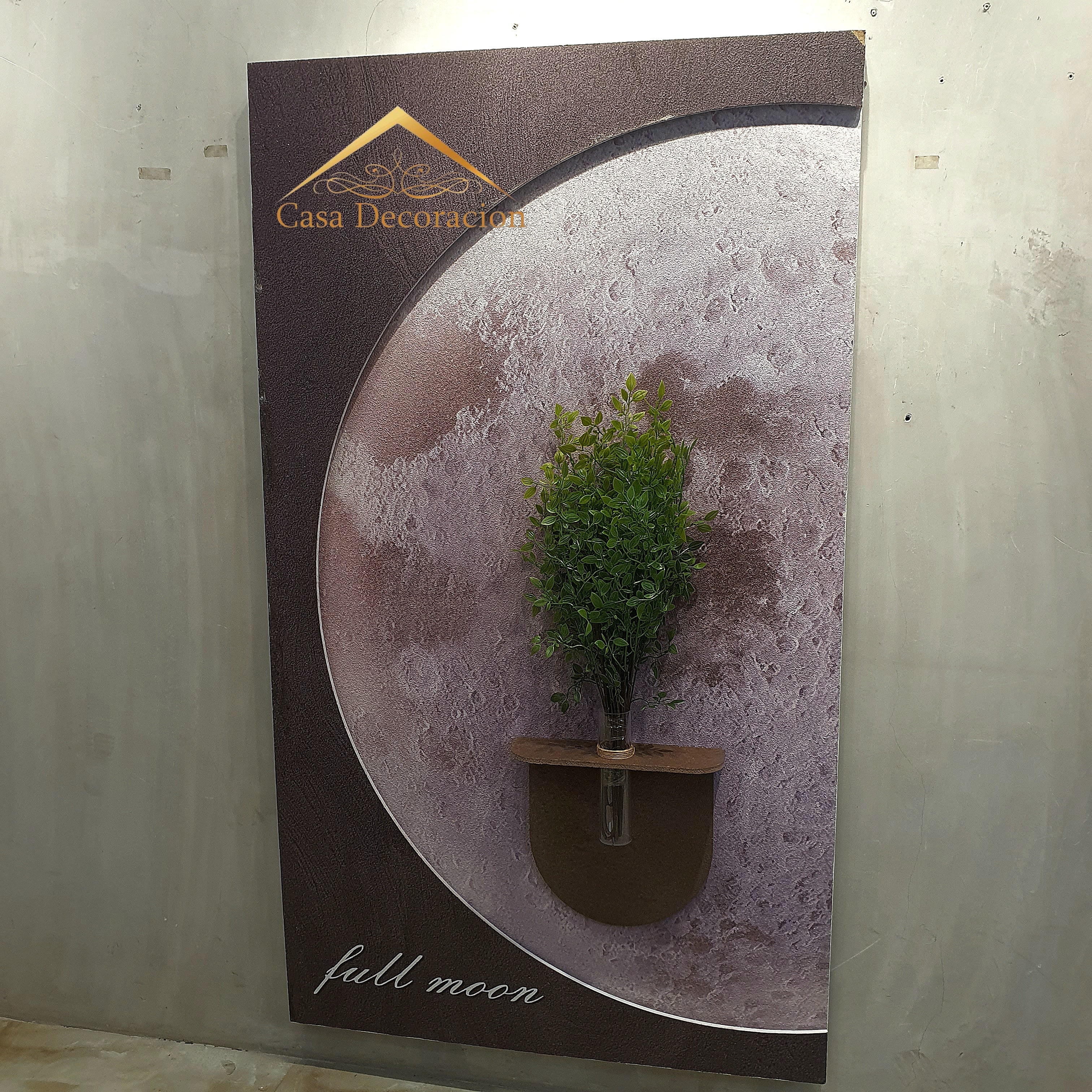 Moon Wall Decor with LED Light & Flower Vase