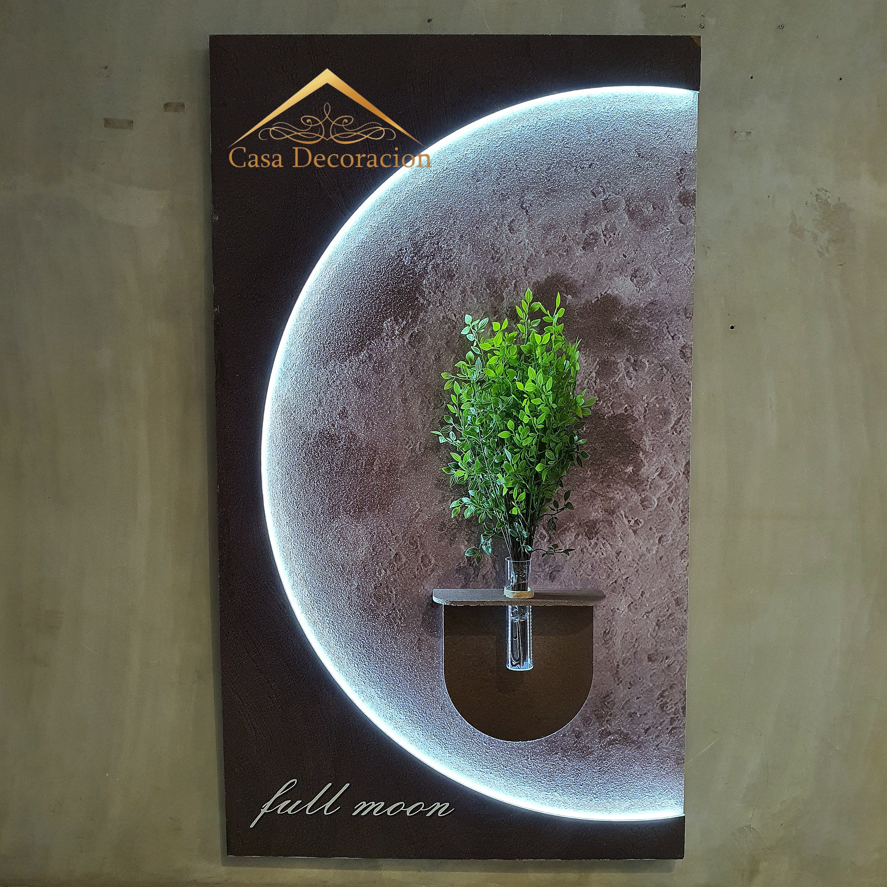 Moon Wall Decor with LED Light & Flower Vase