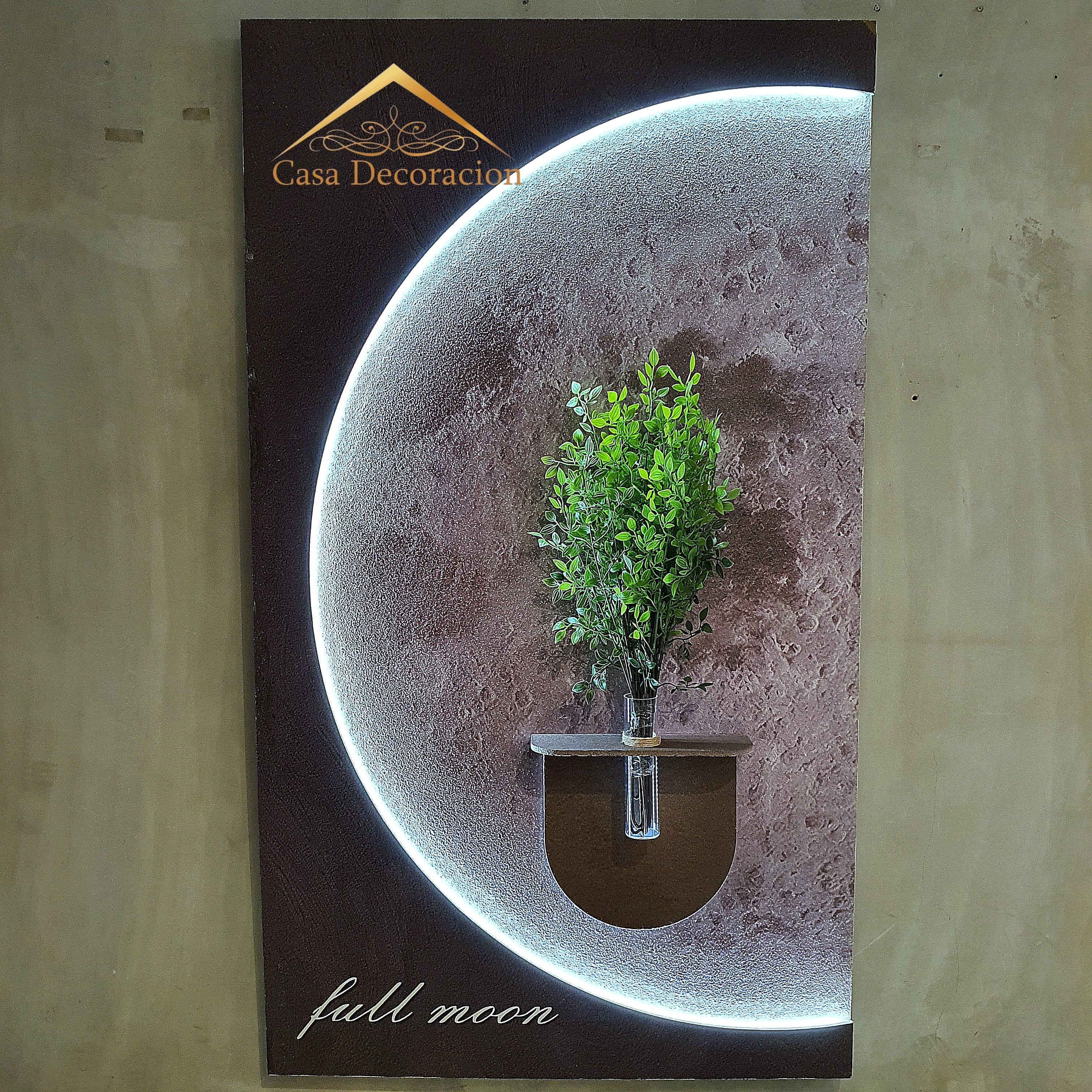 Moon Wall Decor with LED Light & Flower Vase