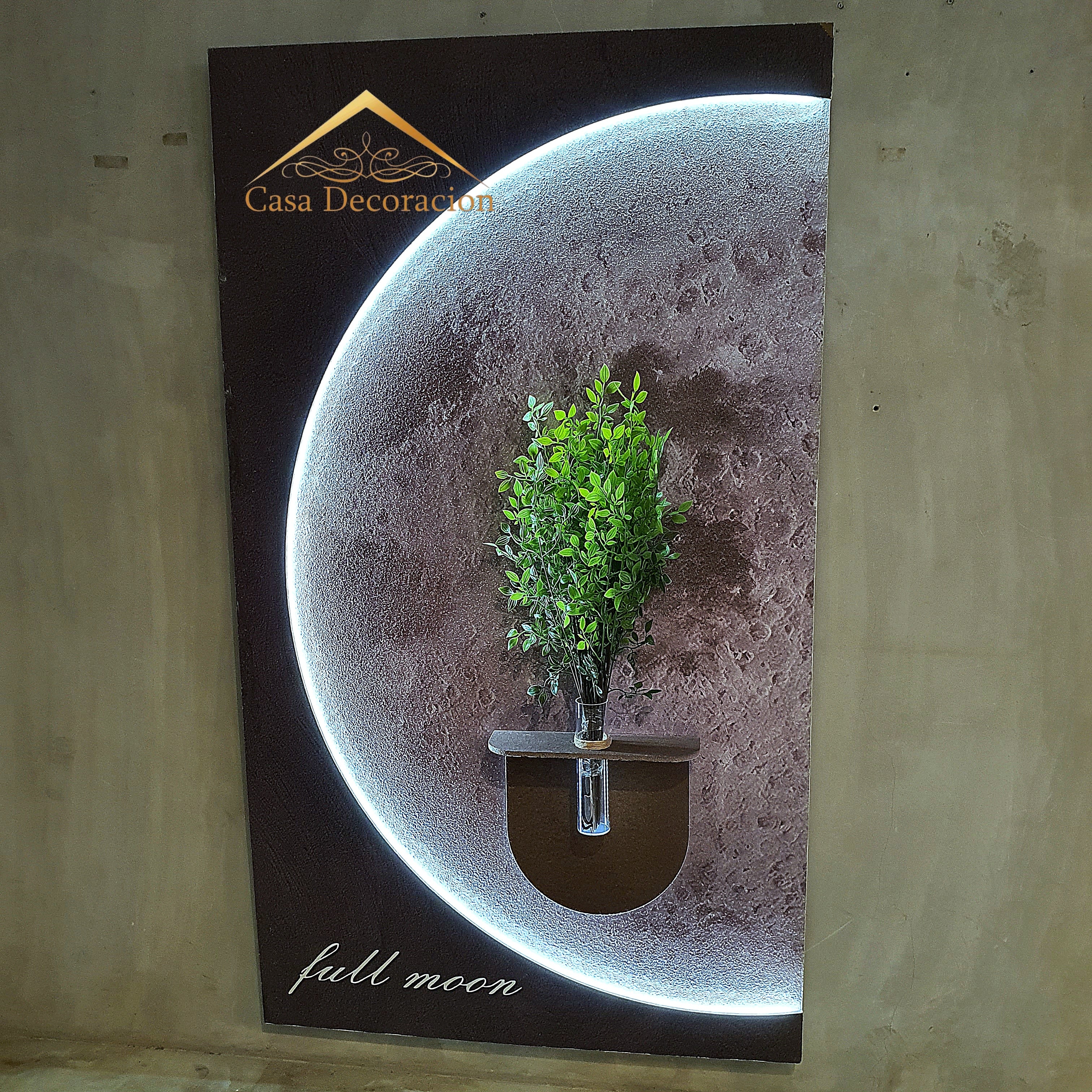 Moon Wall Decor with LED Light & Flower Vase