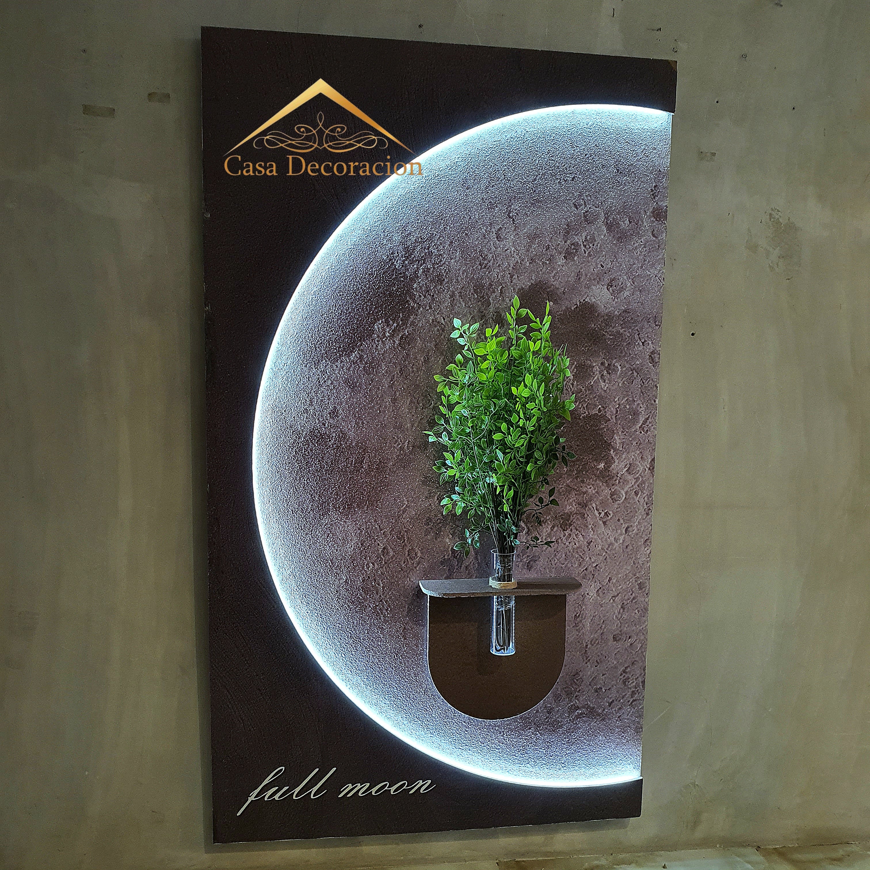 Moon Wall Decor with LED Light & Flower Vase