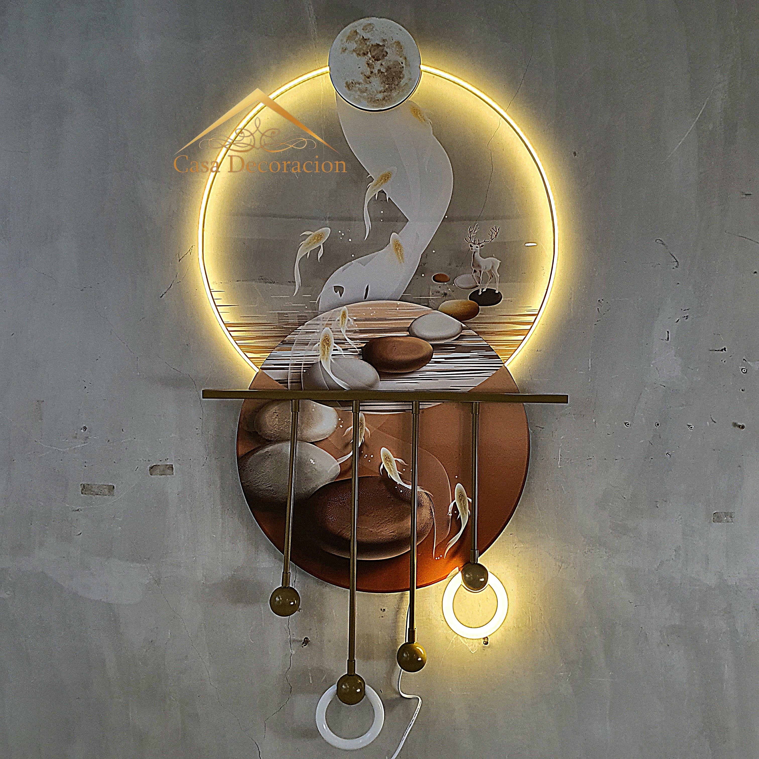 Nine Koi Fish Wall Art with LED Light