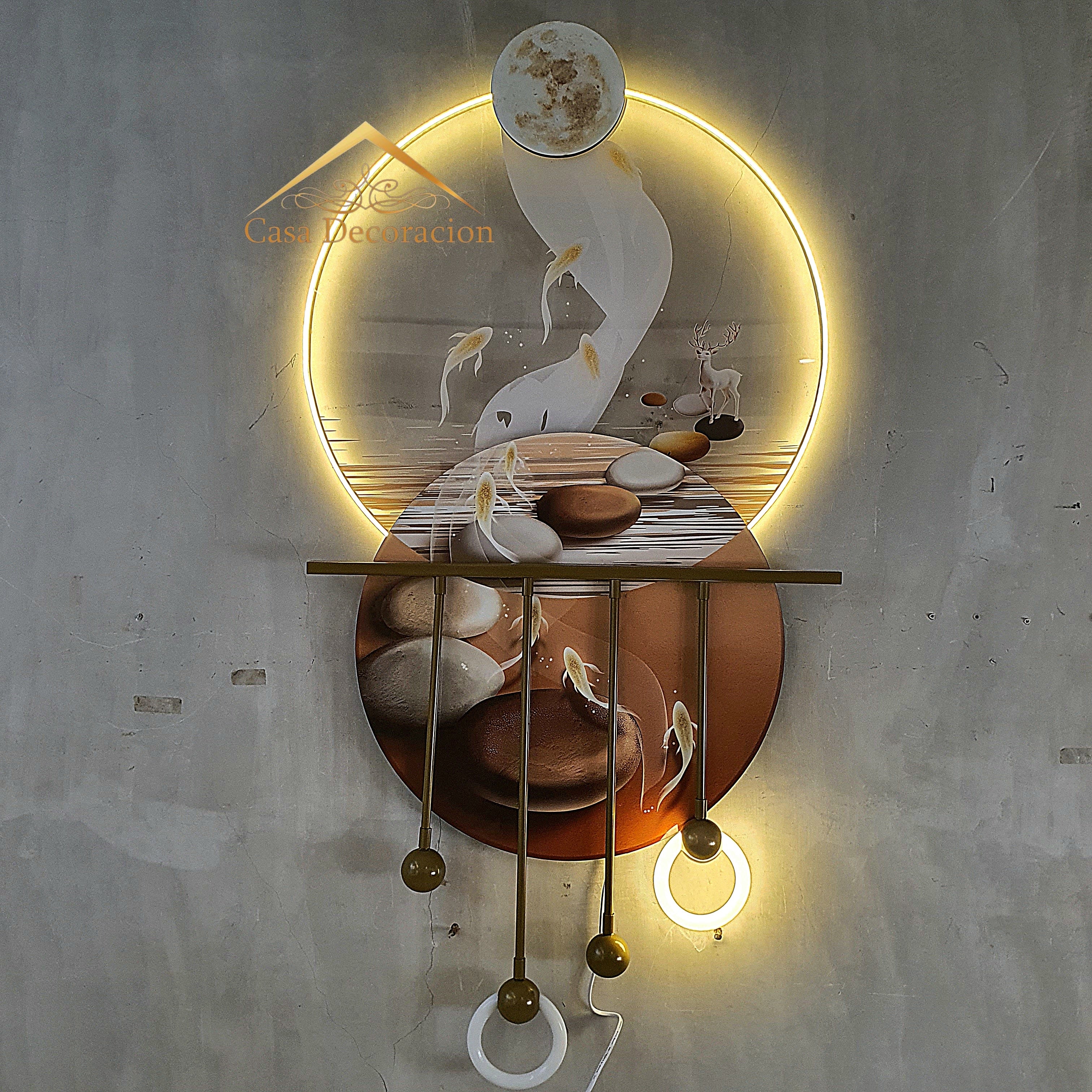 Nine Koi Fish Wall Art with LED Light