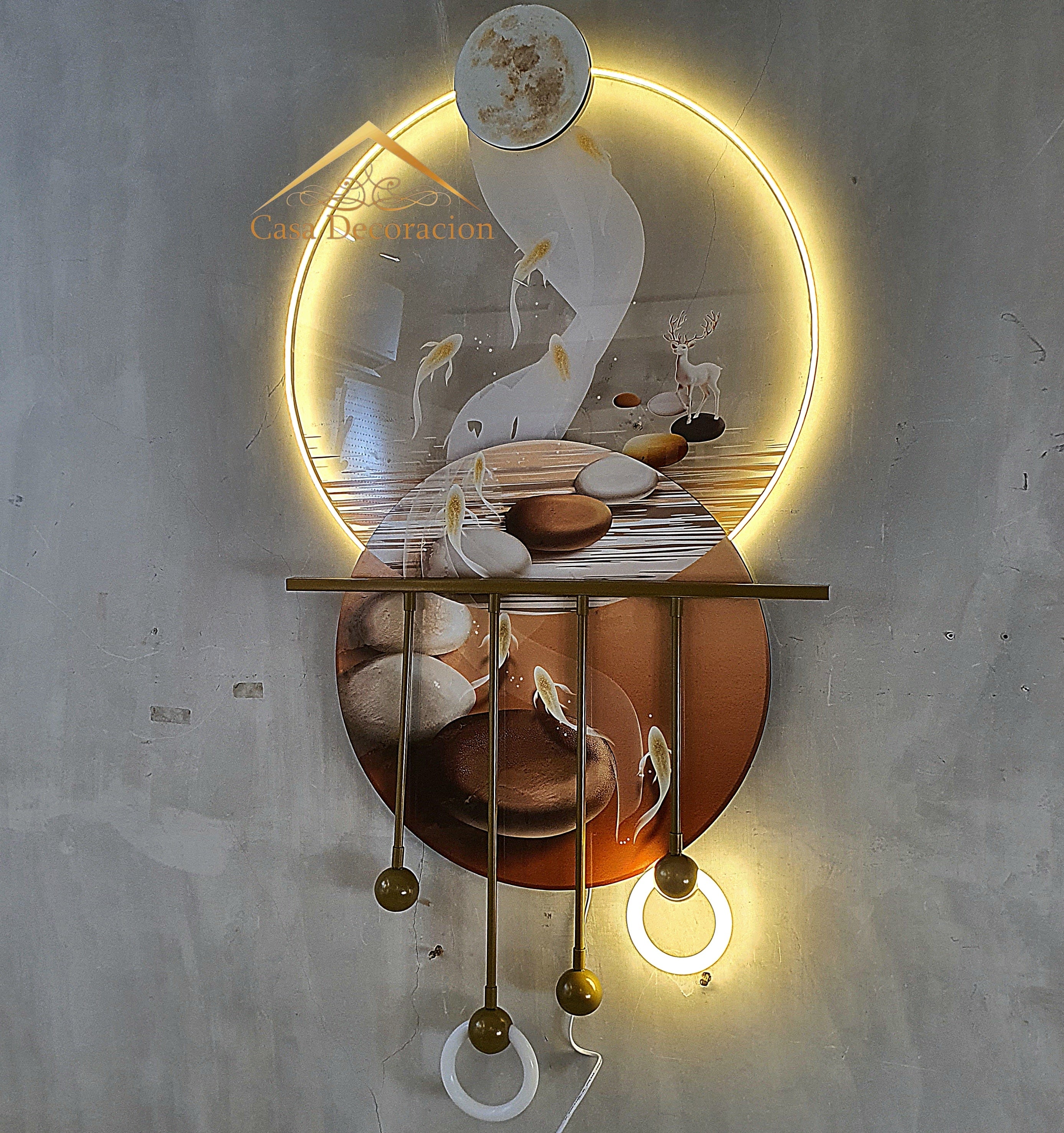 Nine Koi Fish Wall Art with LED Light