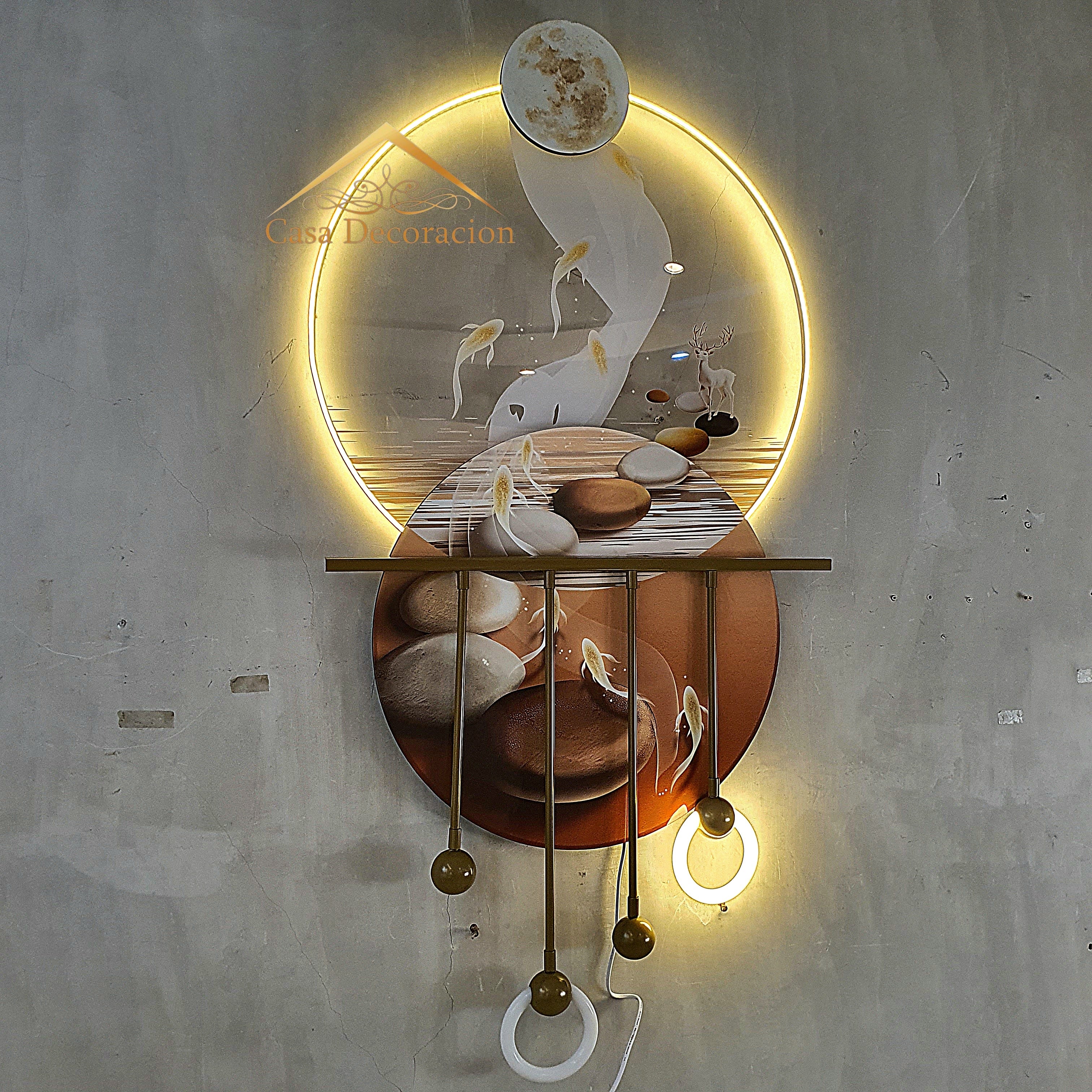 Nine Koi Fish Wall Art with LED Light