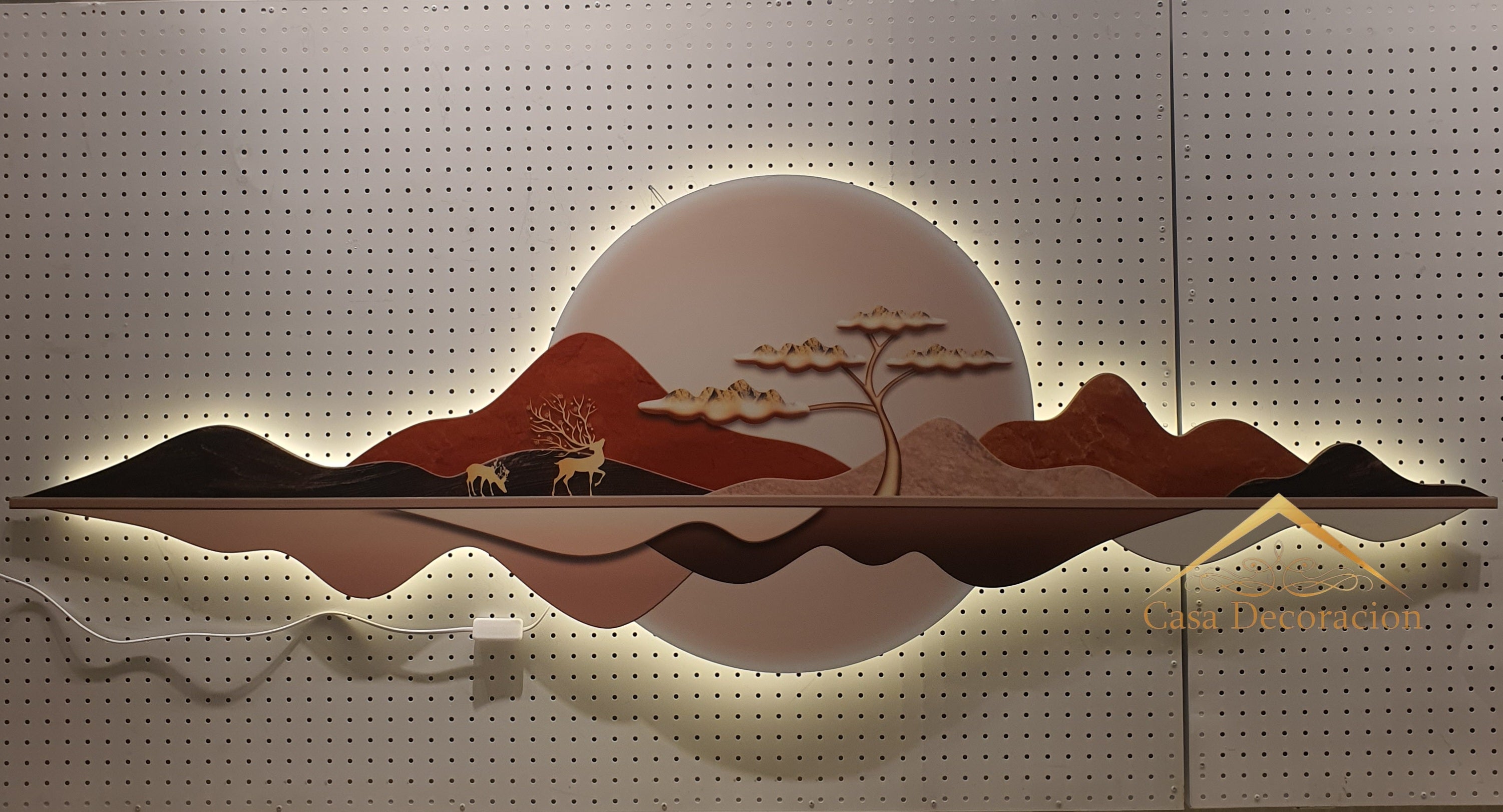 Reindeer W/ LED Light 3D Crystal Painting - Horizontal Orange