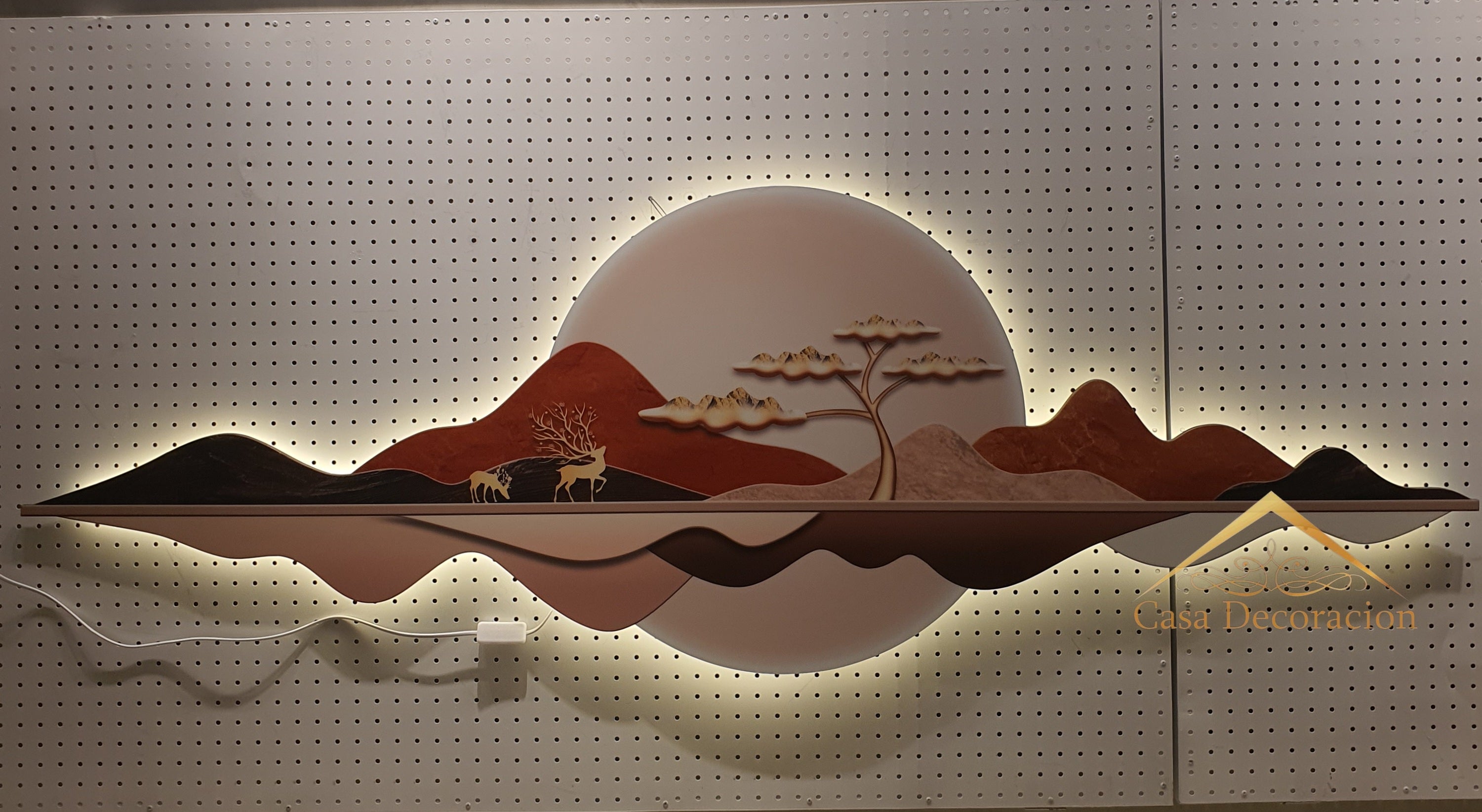 Reindeer W/ LED Light 3D Crystal Painting - Horizontal Orange