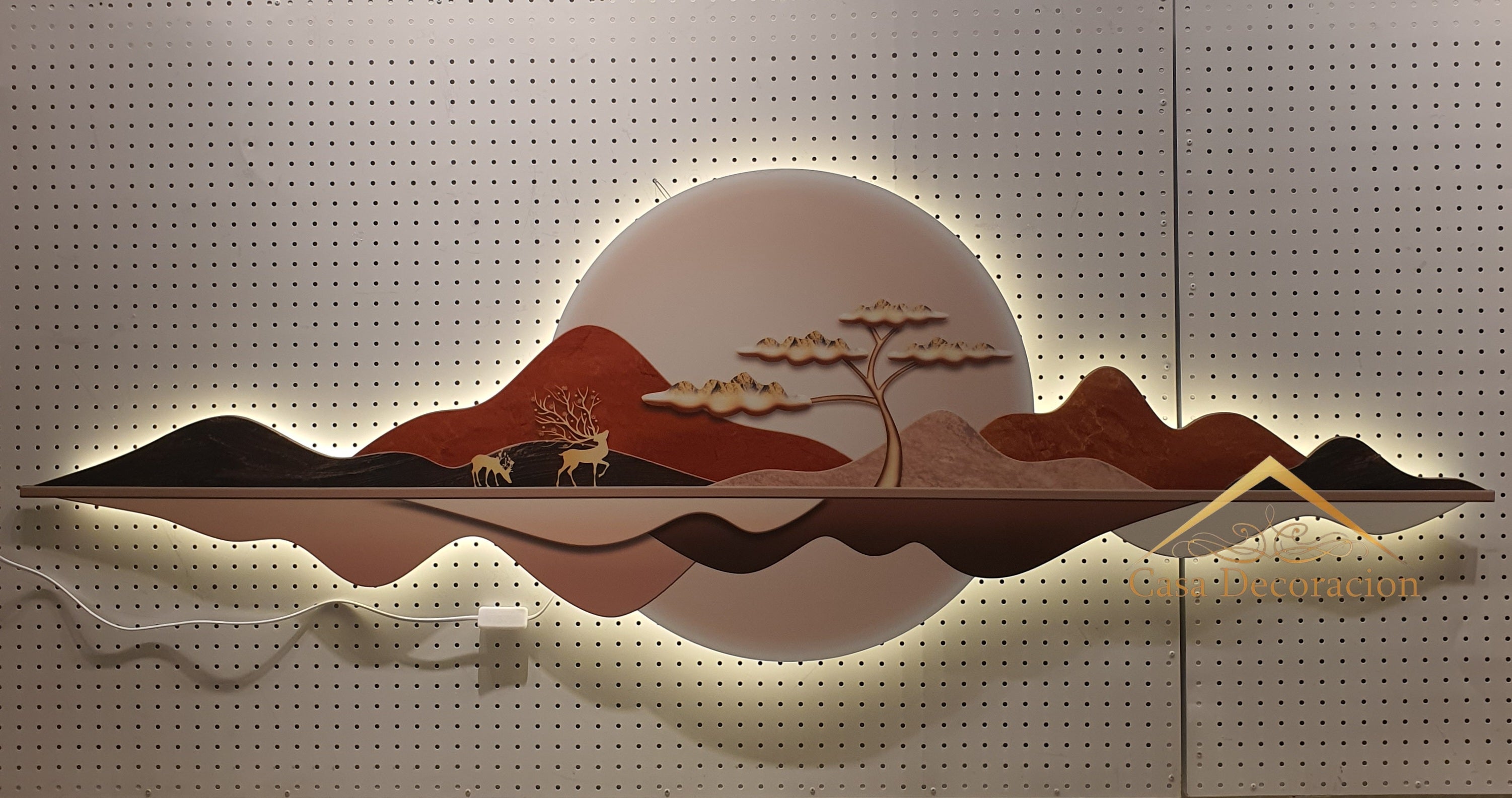 Reindeer W/ LED Light 3D Crystal Painting - Horizontal Orange