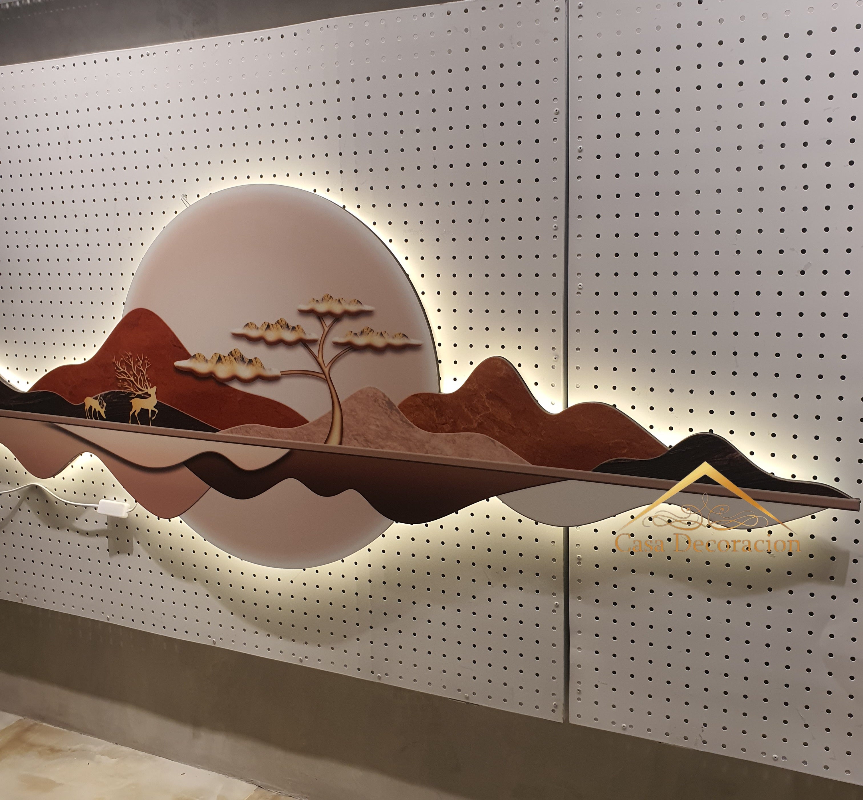 Reindeer W/ LED Light 3D Crystal Painting - Horizontal Orange