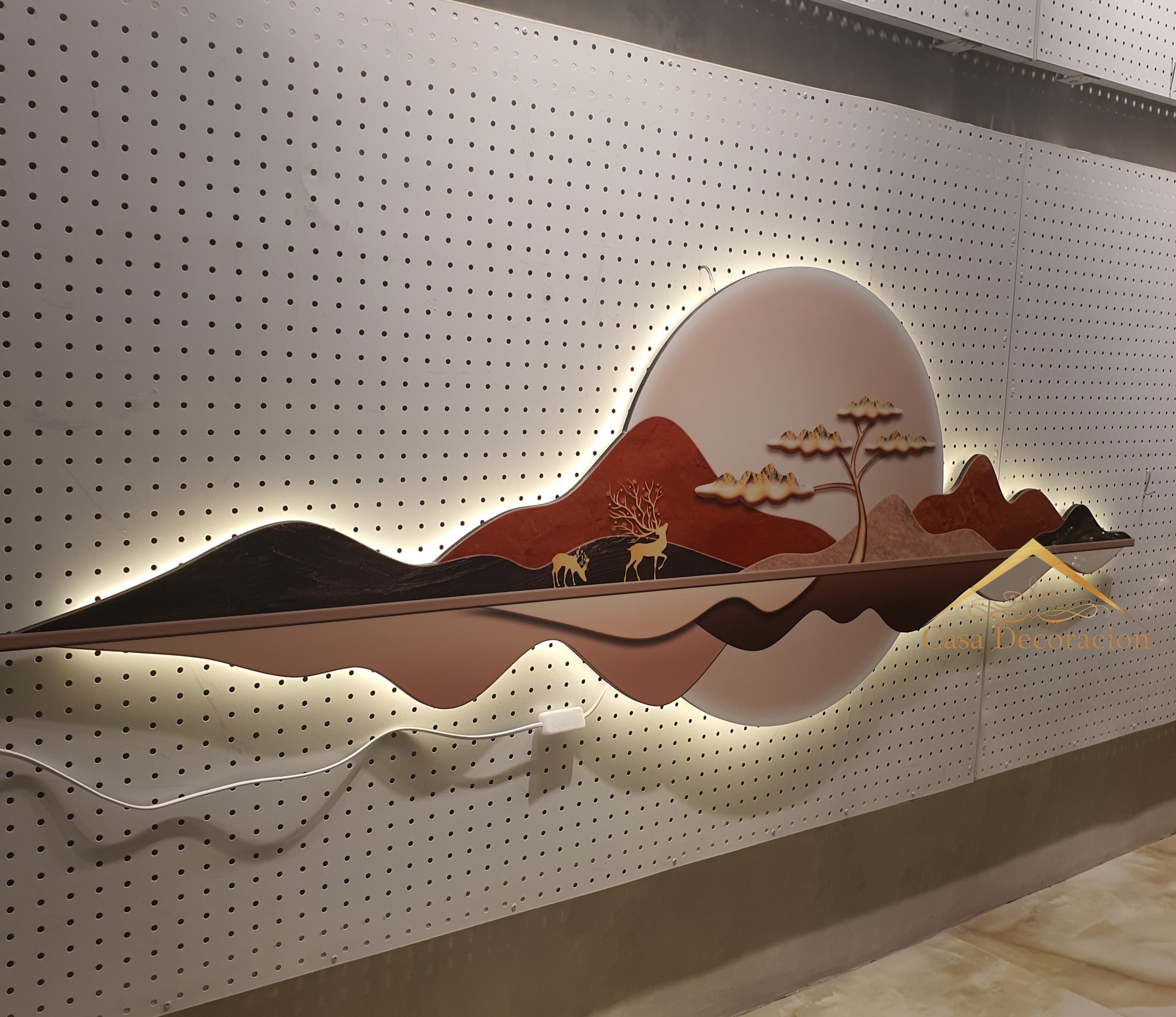 Reindeer W/ LED Light 3D Crystal Painting - Horizontal Orange