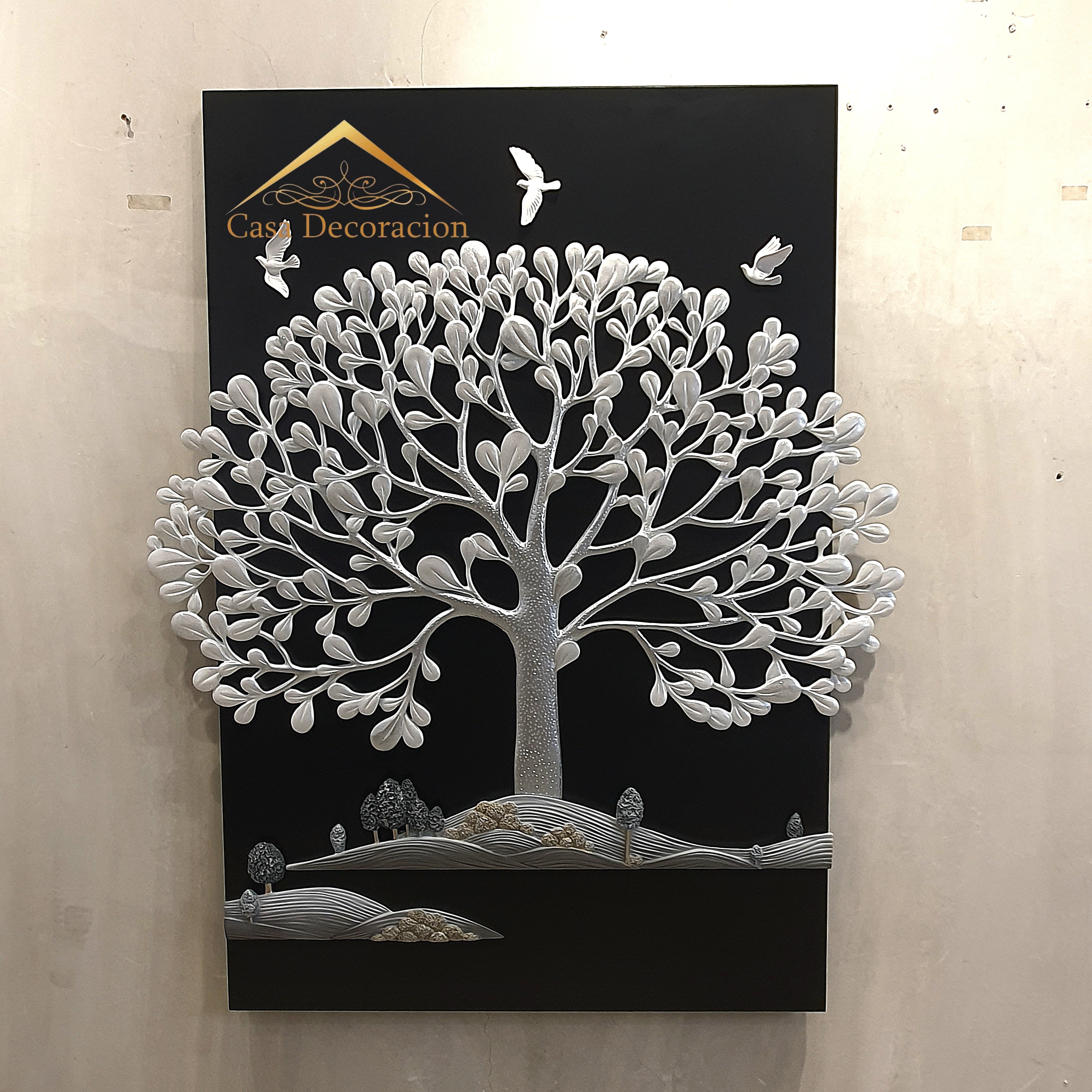 Silver Tree Wall Art Resin