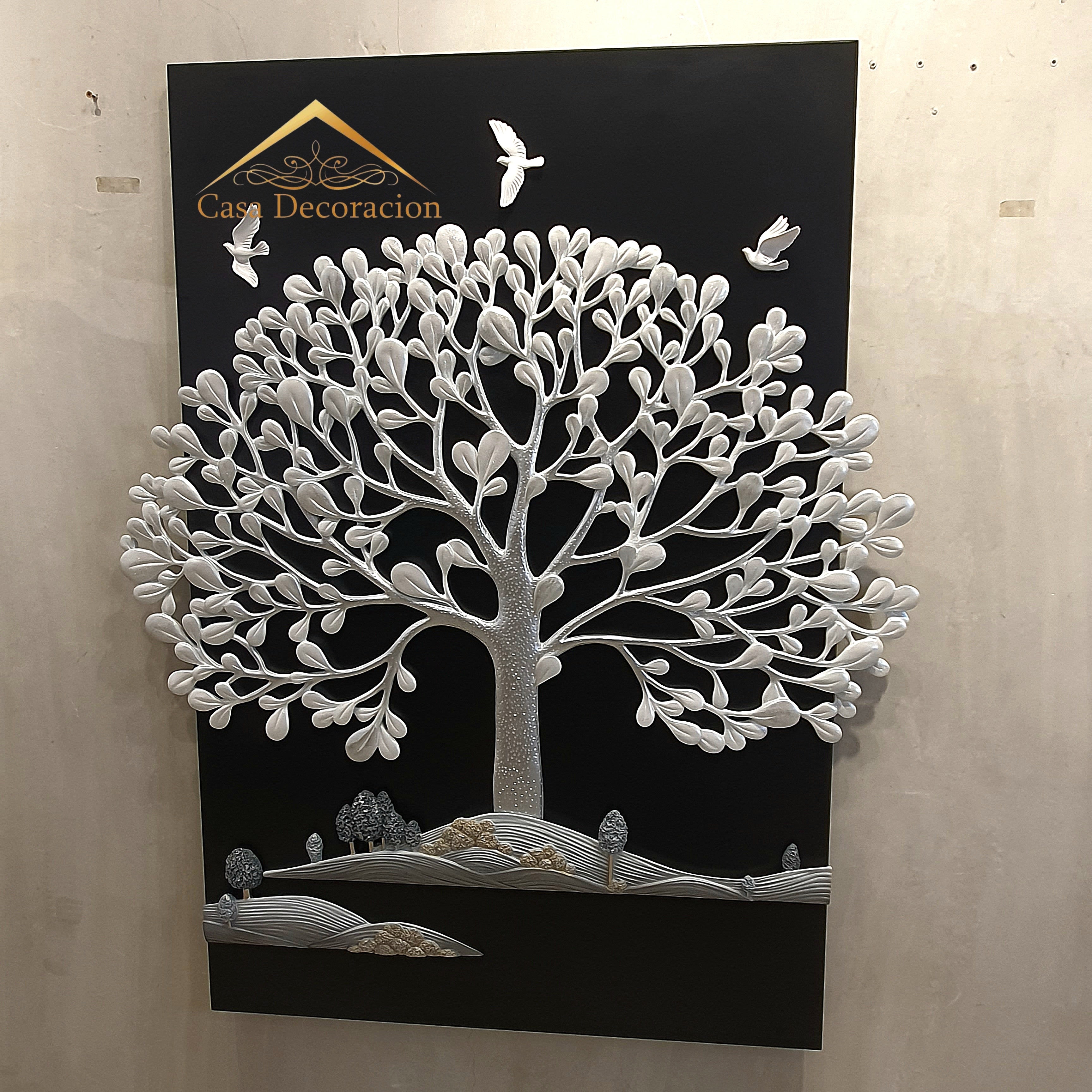 Silver Tree Wall Art Resin