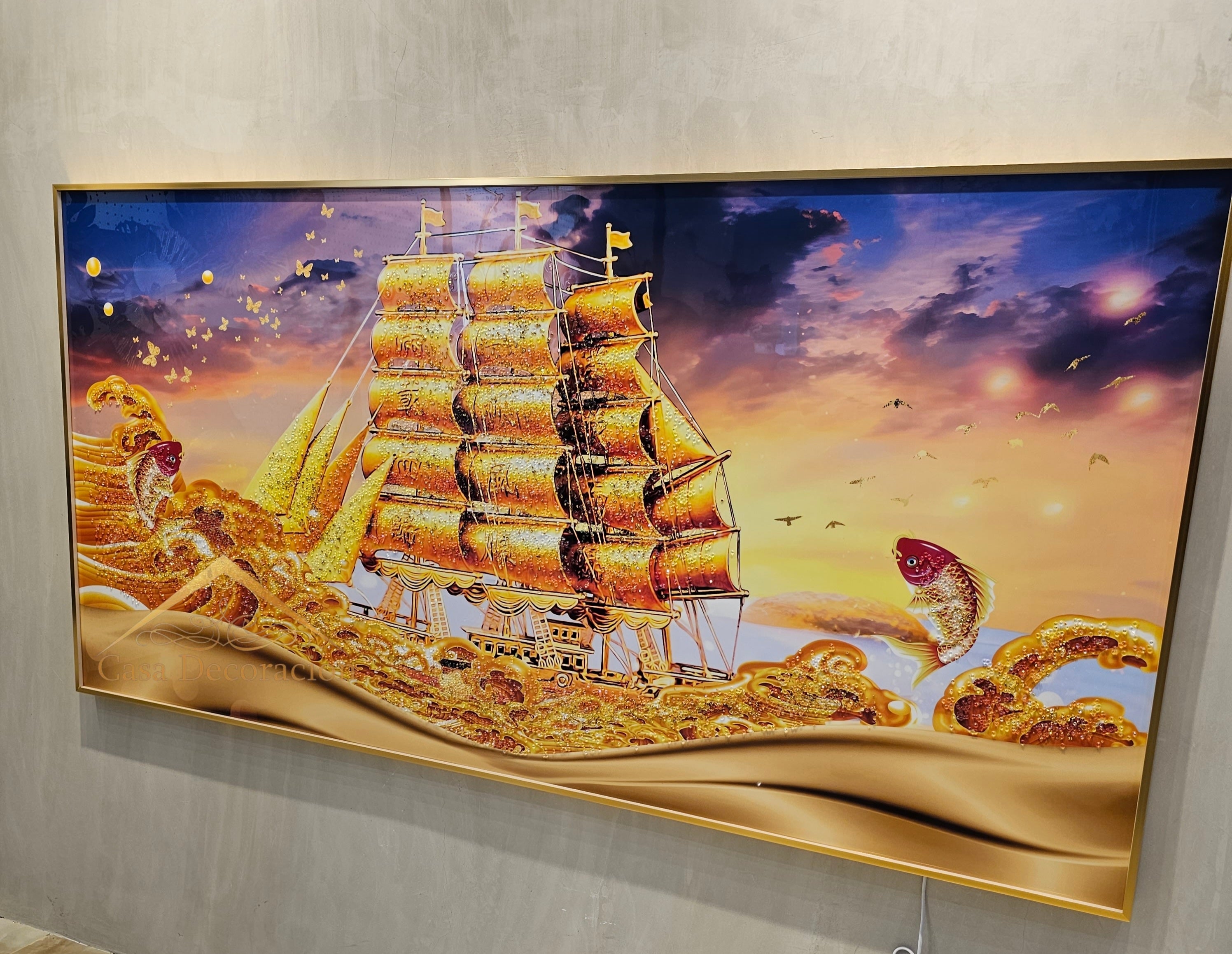 Golden Sailing Boat W/ LED