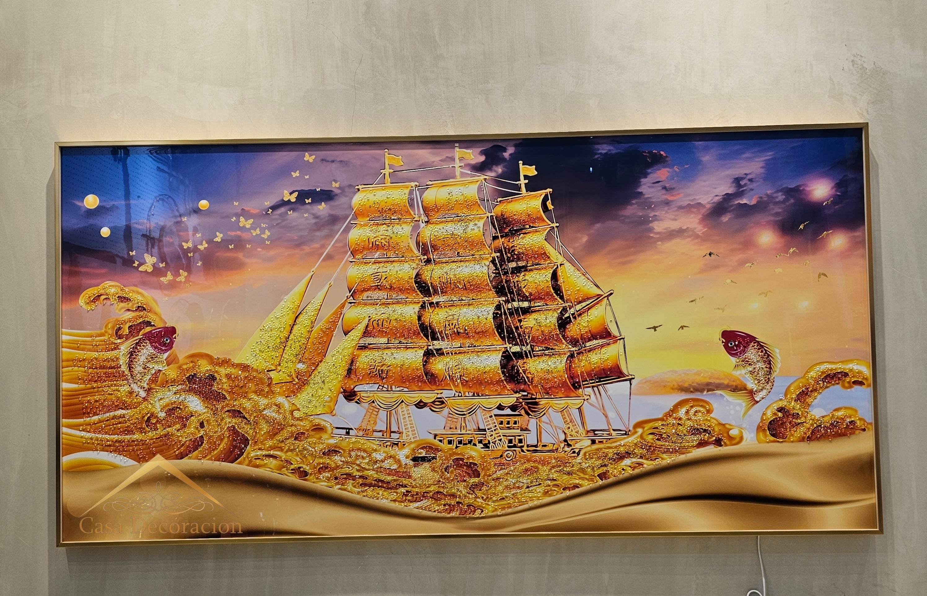 Golden Sailing Boat W/ LED