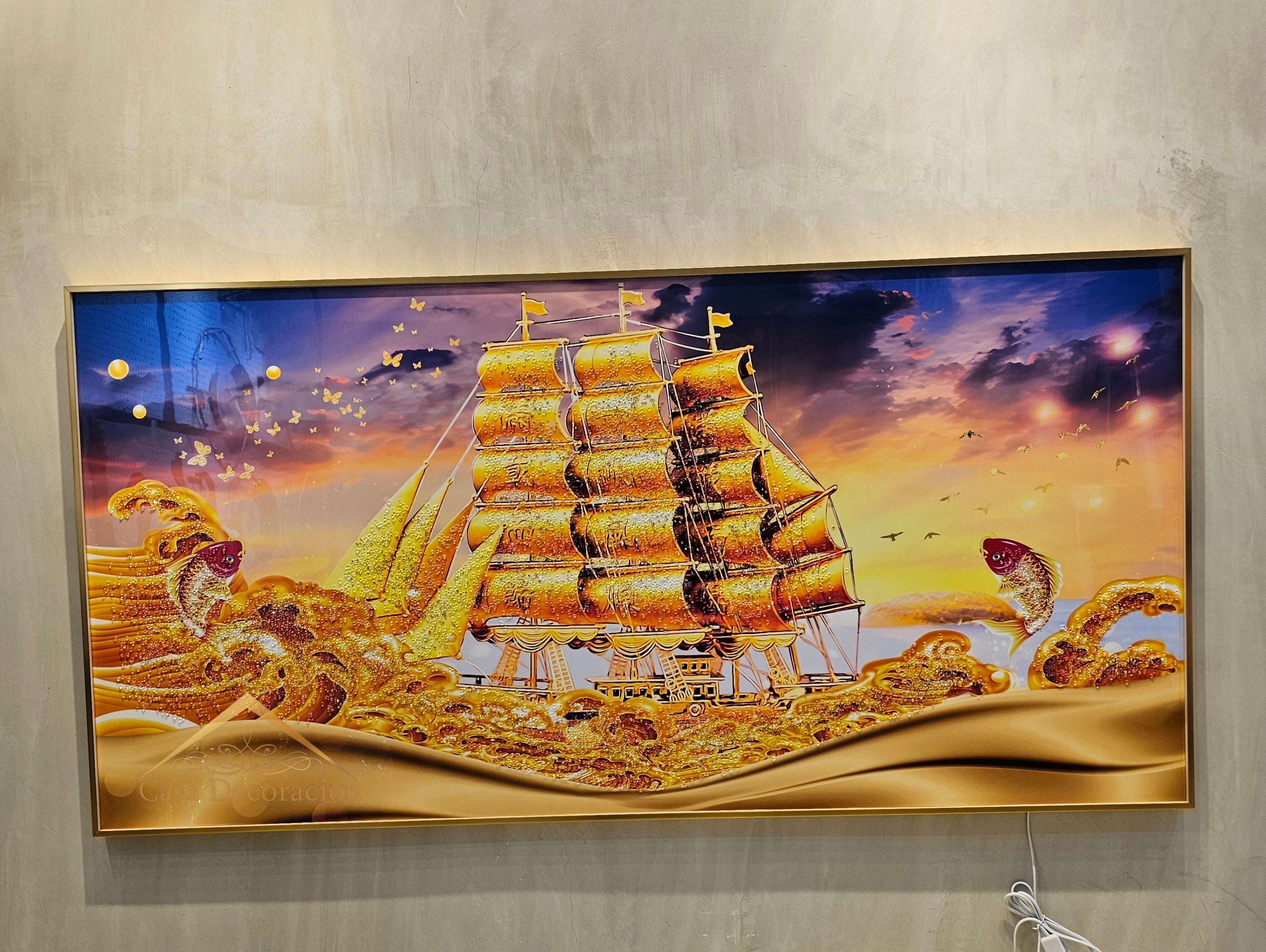 Golden Sailing Boat W/ LED