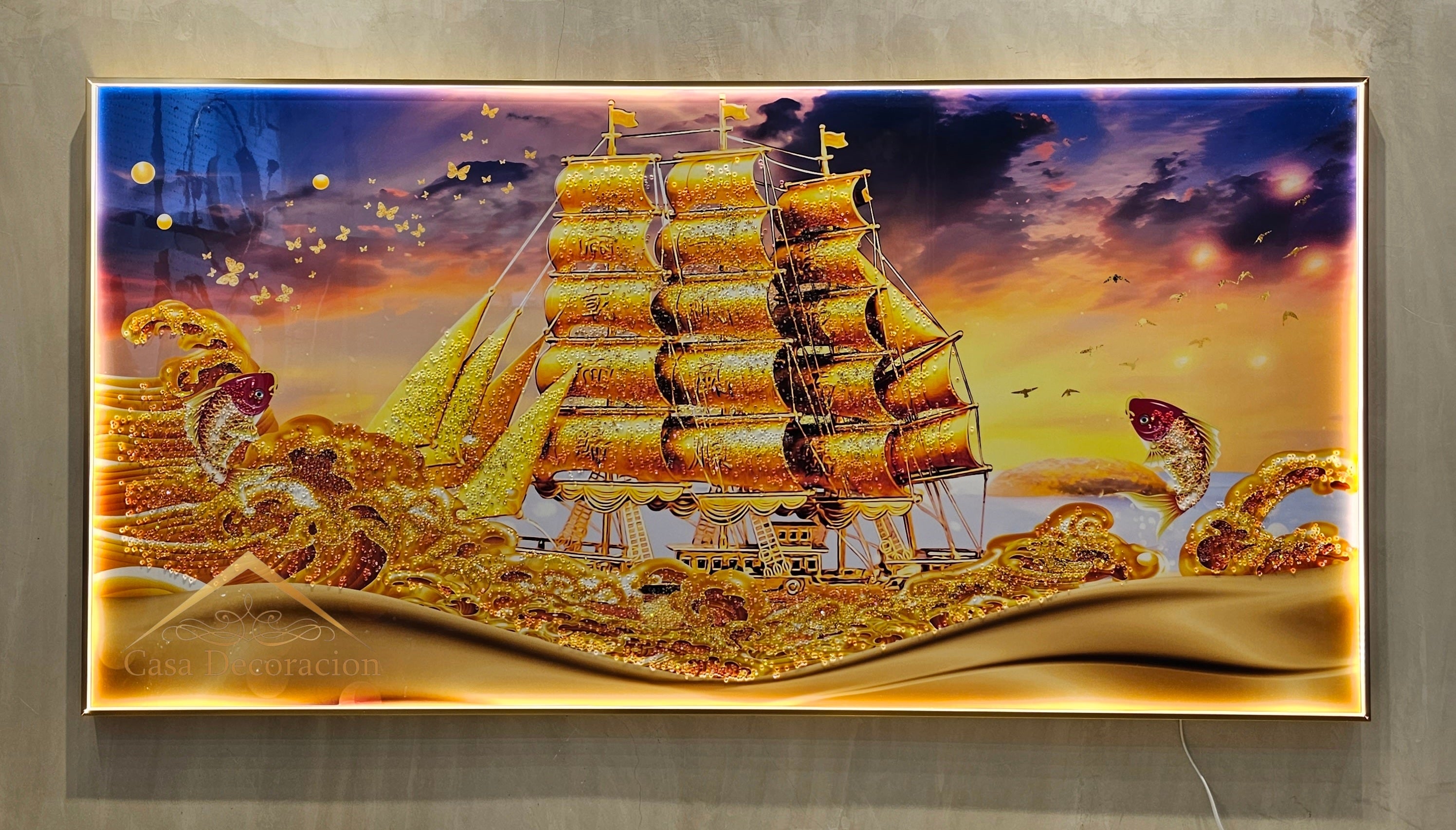 Golden Sailing Boat W/ LED