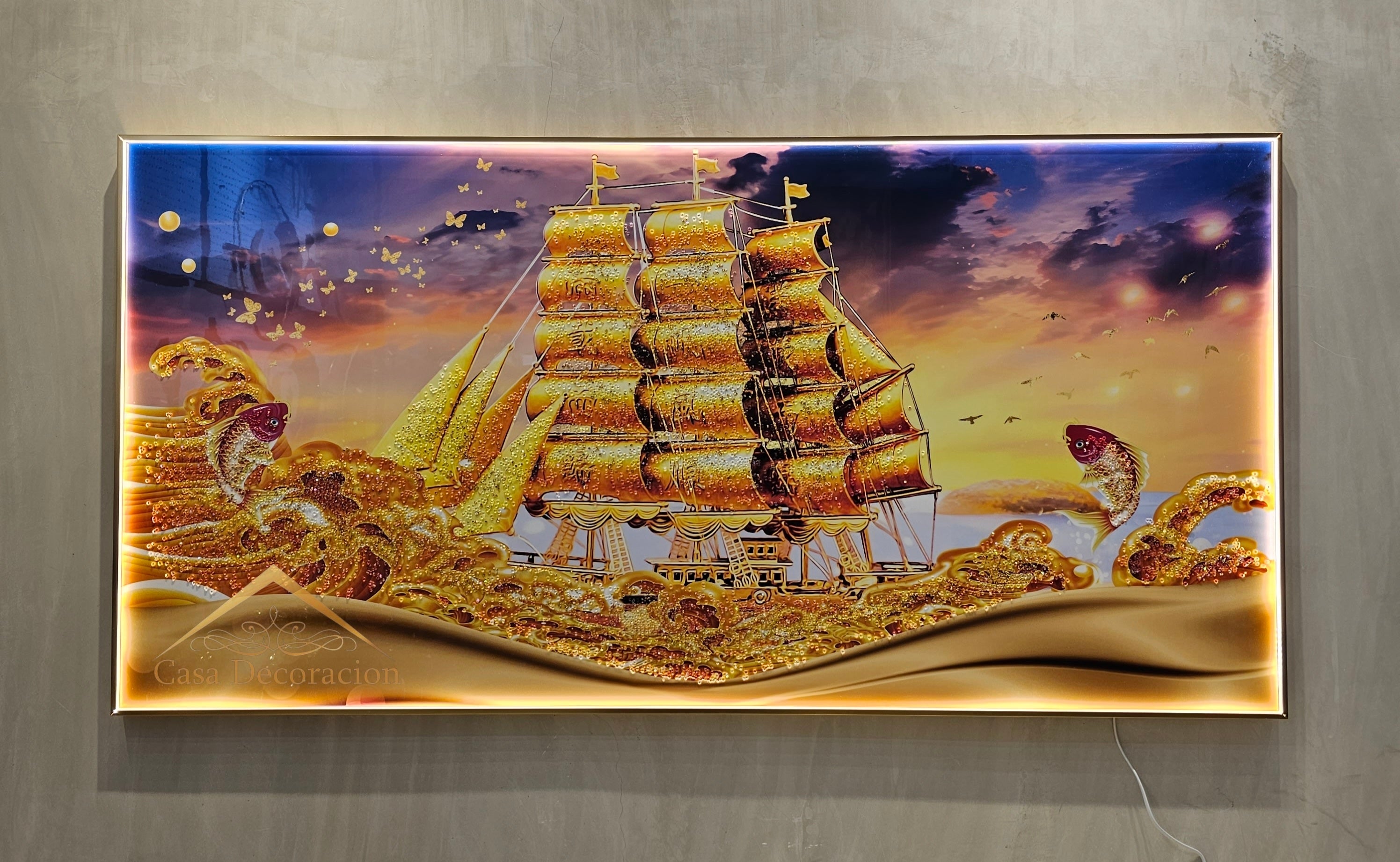 Golden Sailing Boat W/ LED