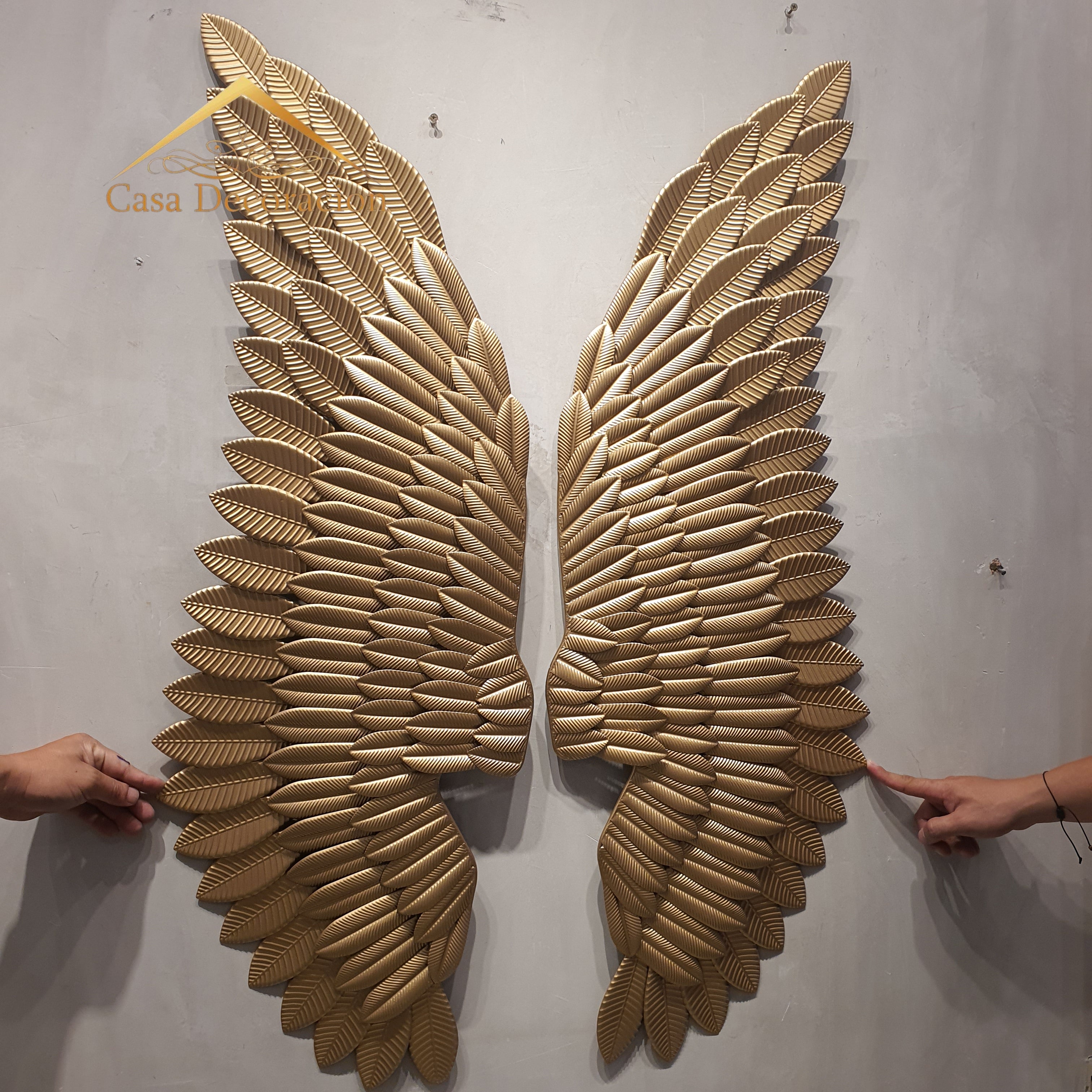Angel Gold Wings Metal Decor with LED Light