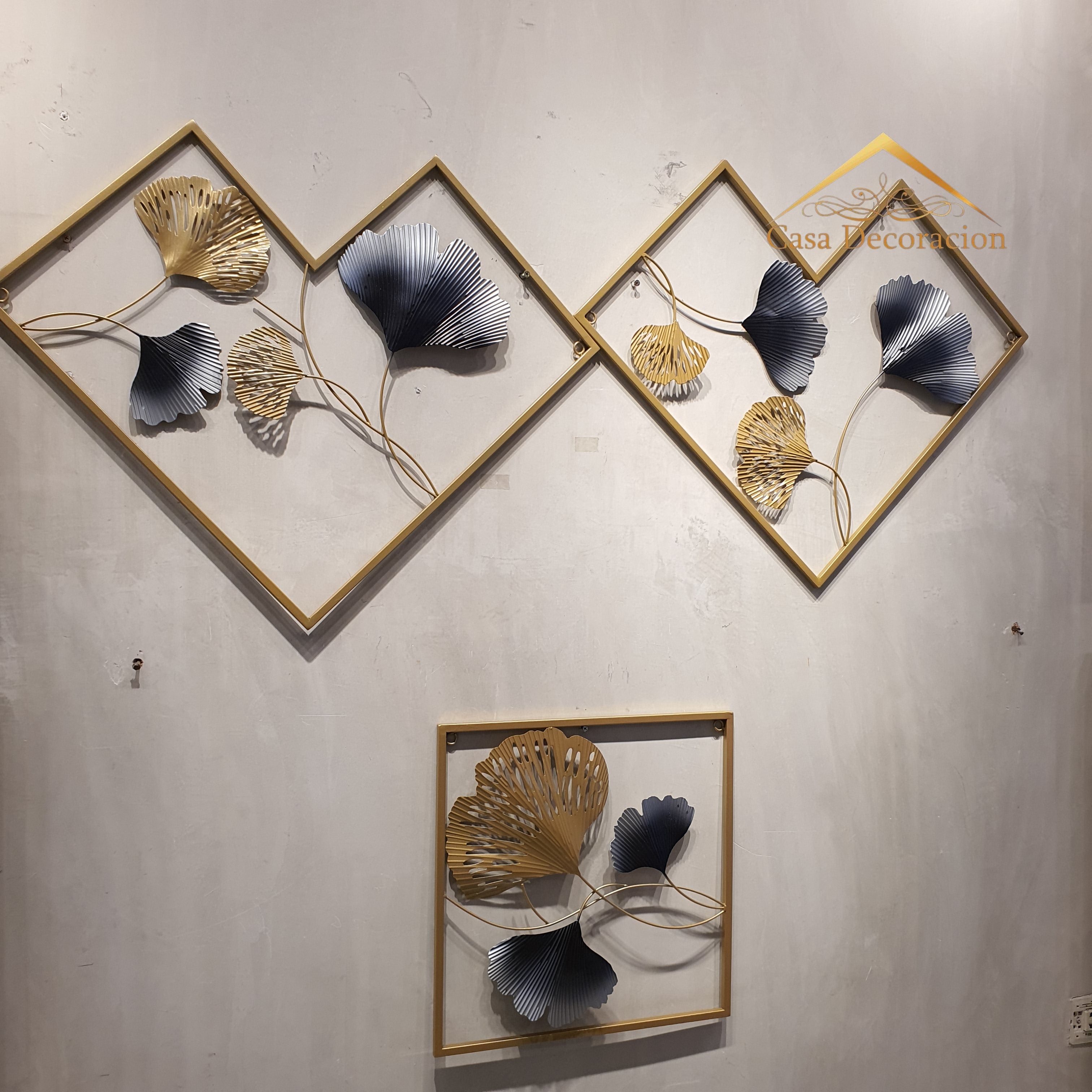 Gold Ginkgo Leaf Metal Wall Art Set of 3