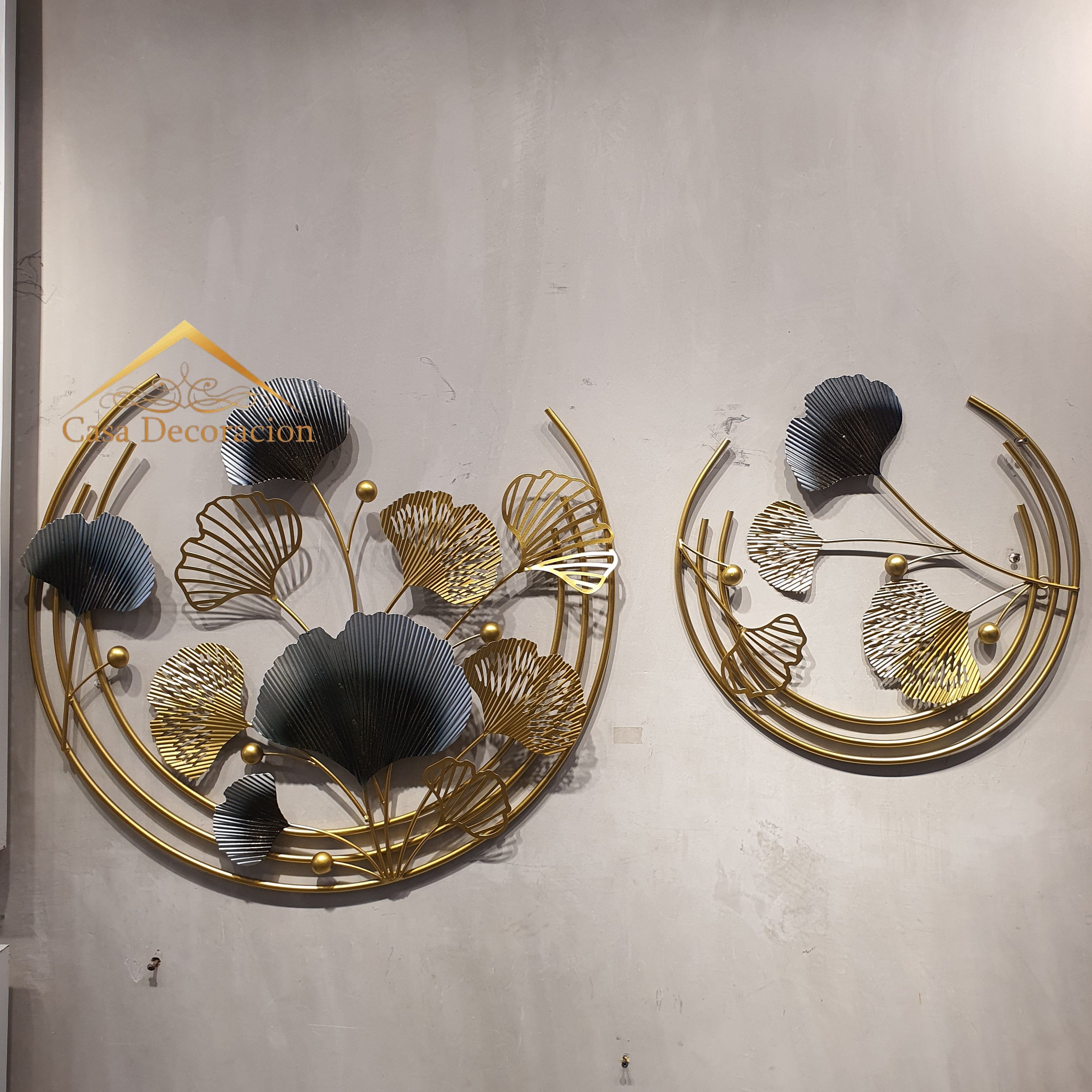 Double Round Gingko Metal Decor