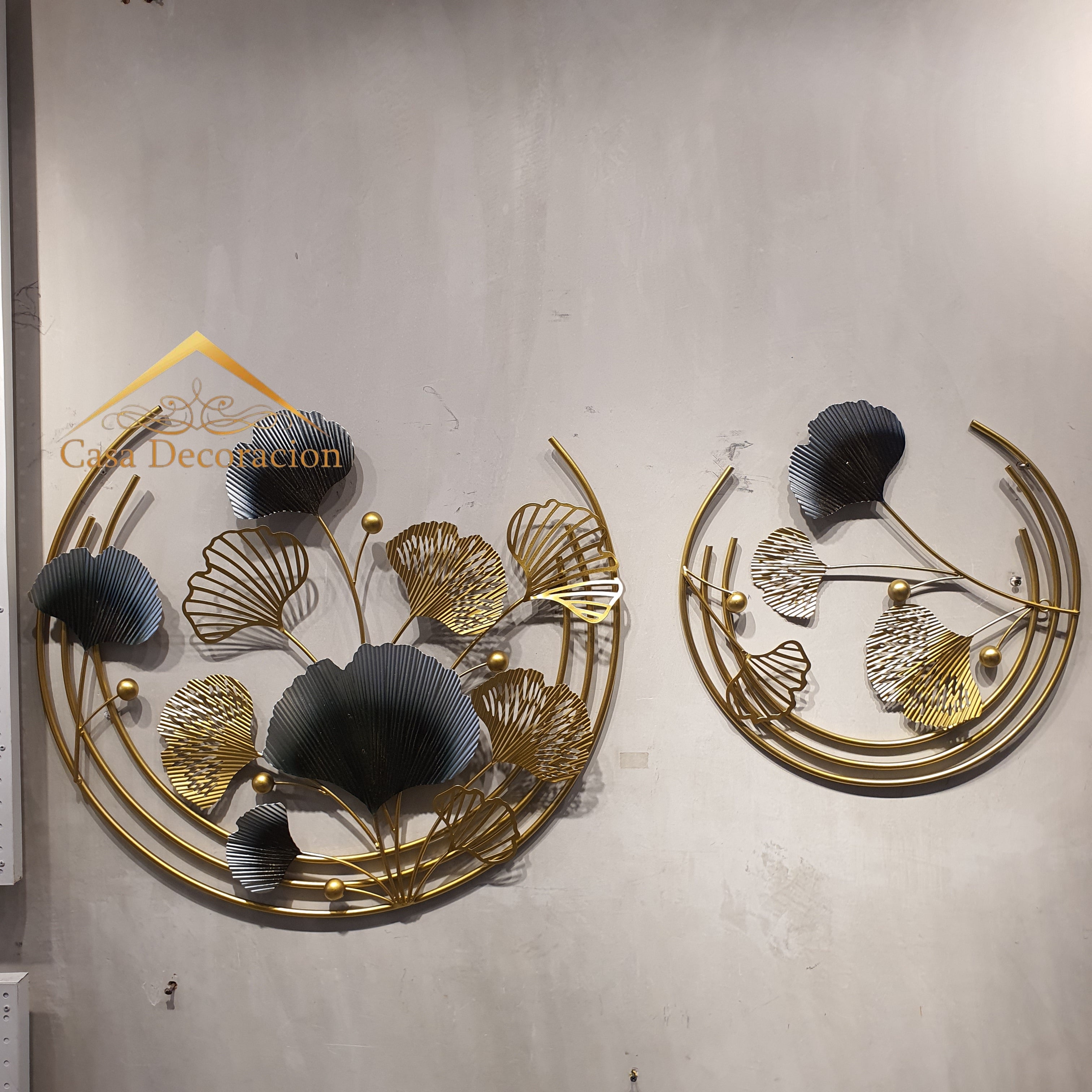 Double Round Gingko Metal Decor