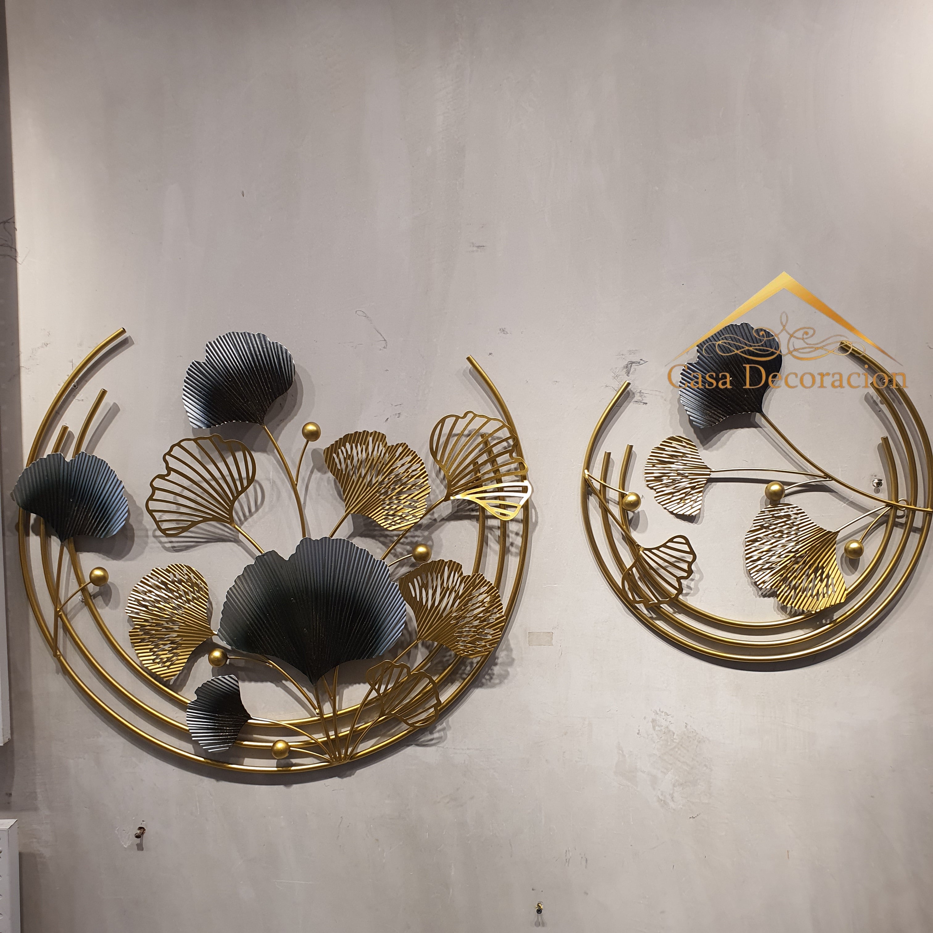 Double Round Gingko Metal Decor