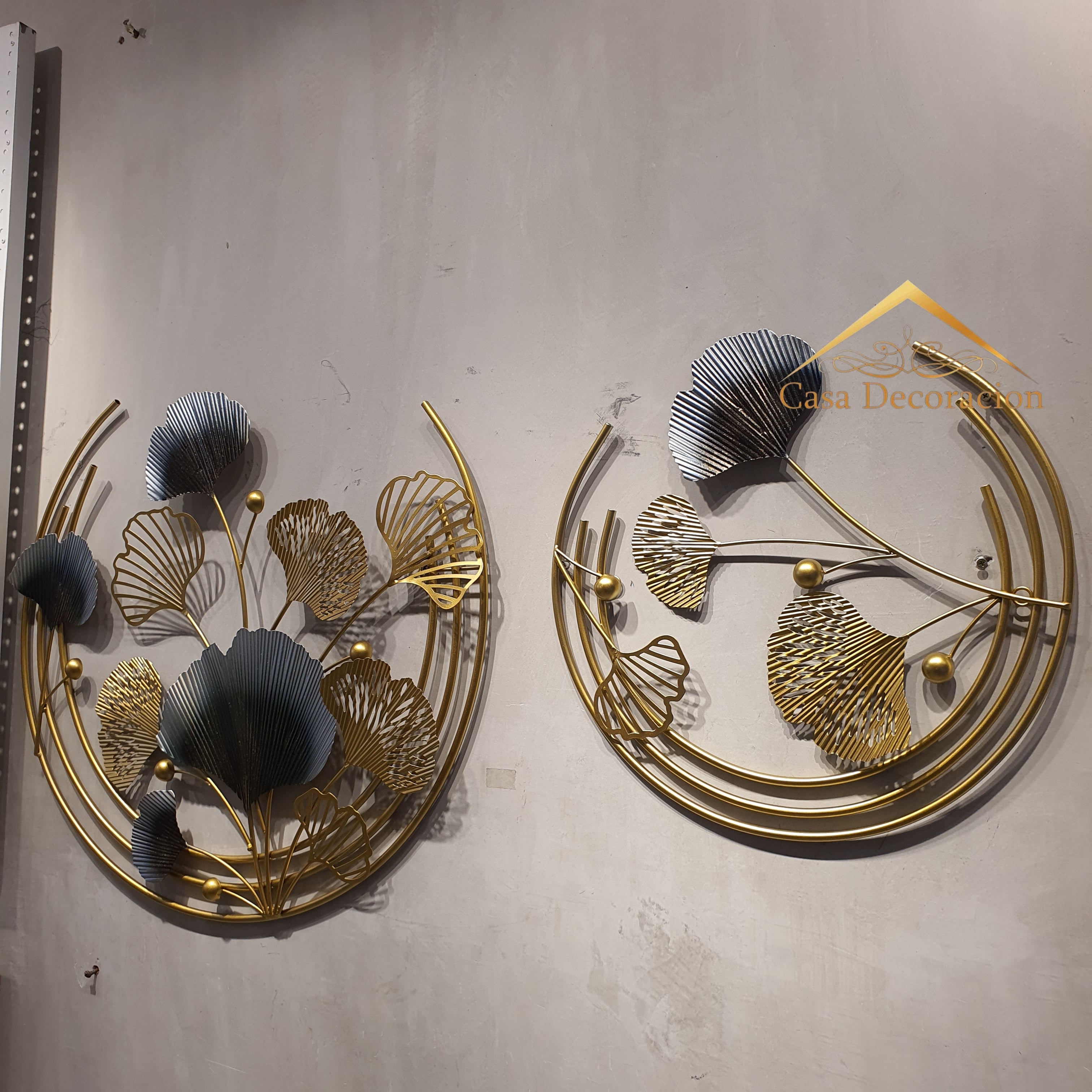 Double Round Gingko Metal Decor