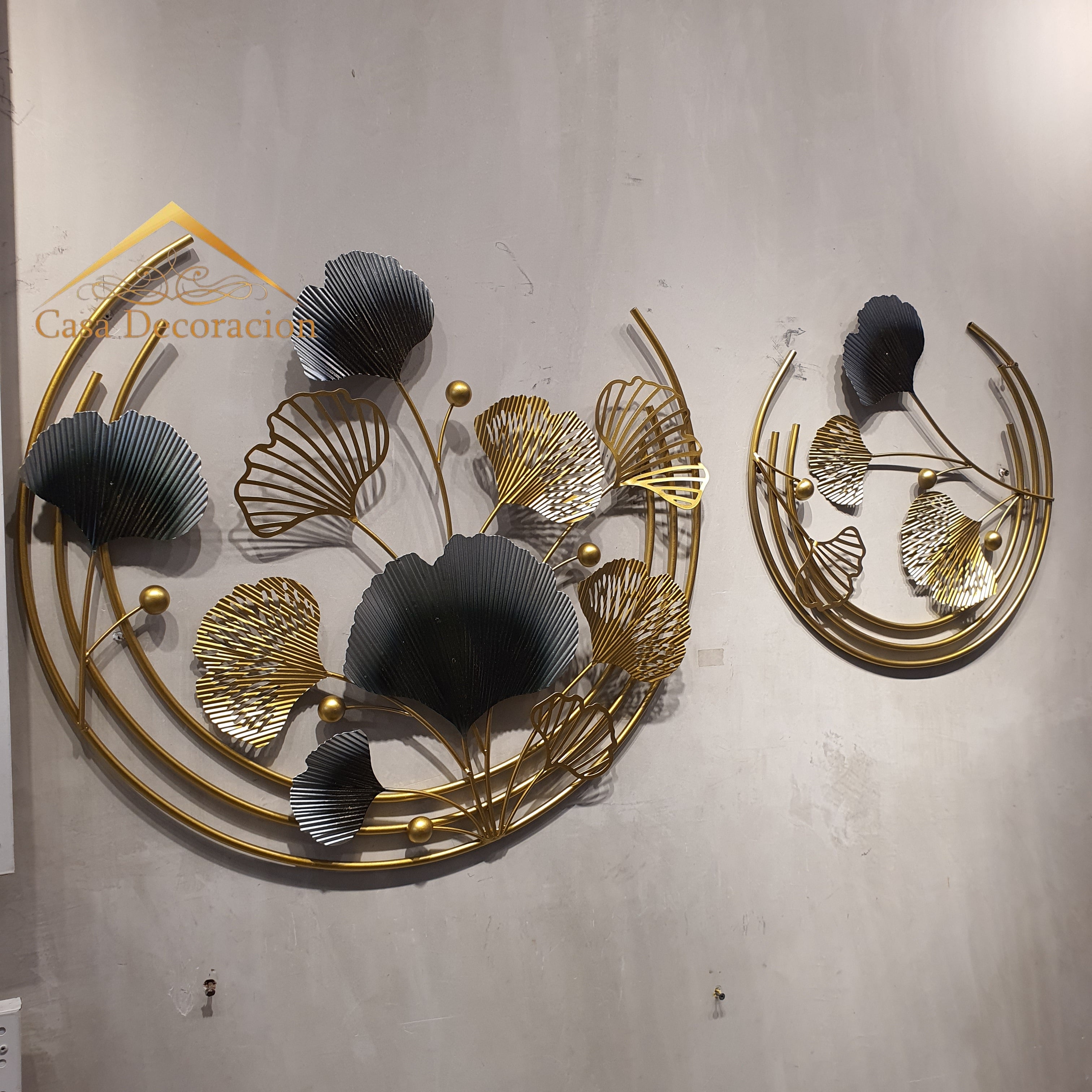 Double Round Gingko Metal Decor