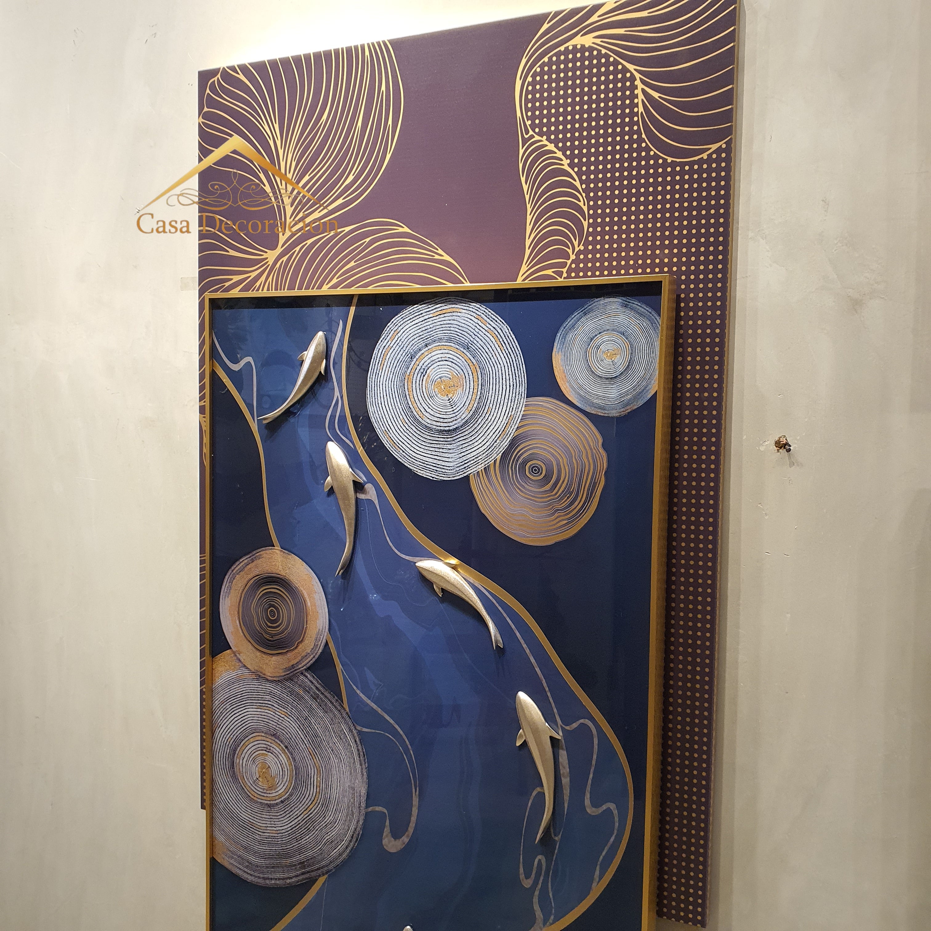 Blue 9 Koi Fishes - Dual Panel