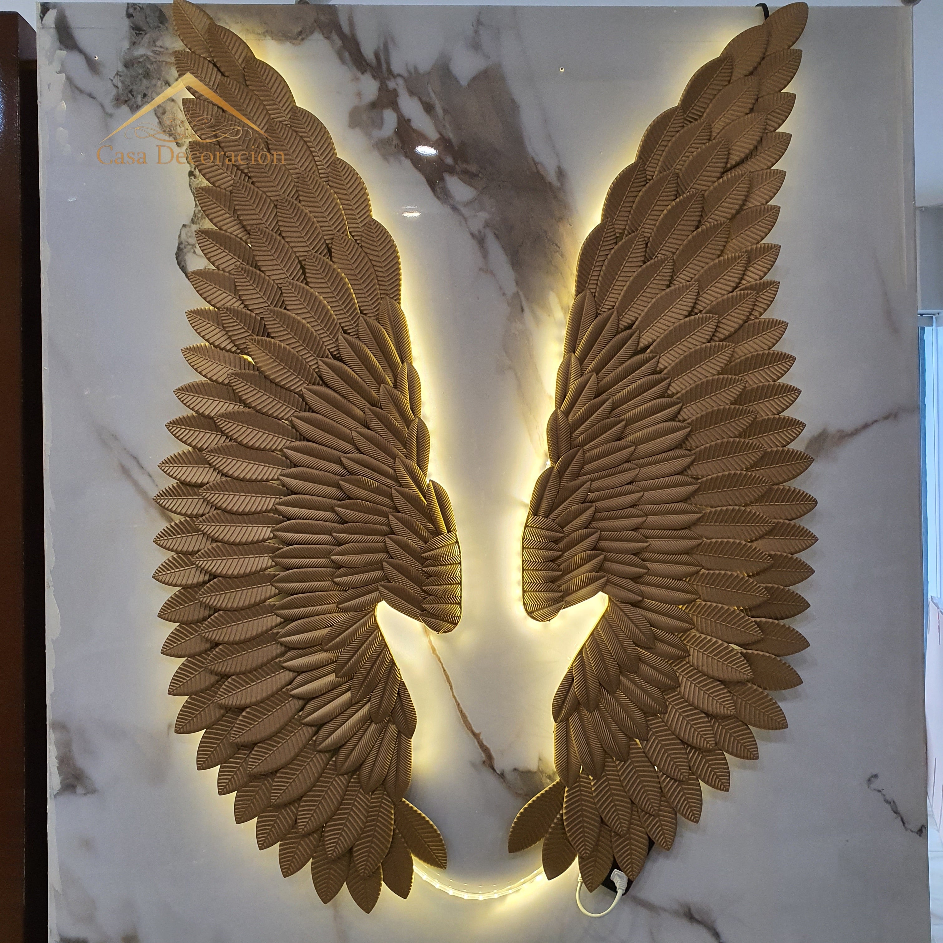 Angel Gold Wings Metal Decor with LED Light