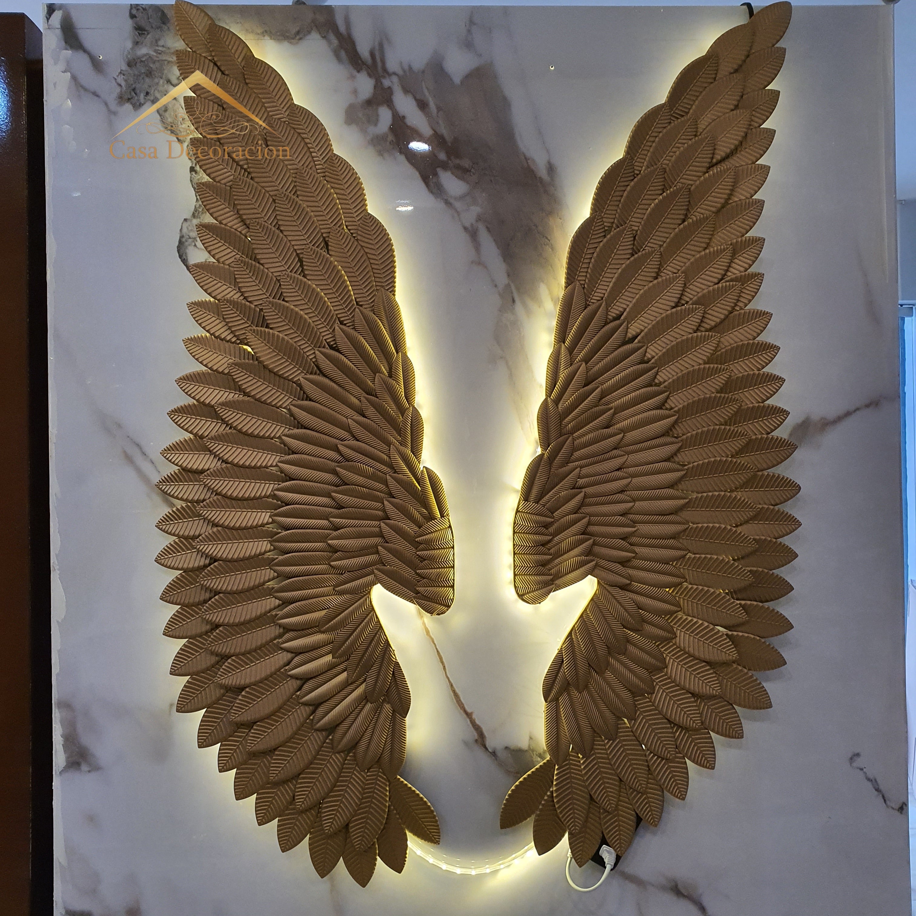Angel Gold Wings Metal Decor with LED Light