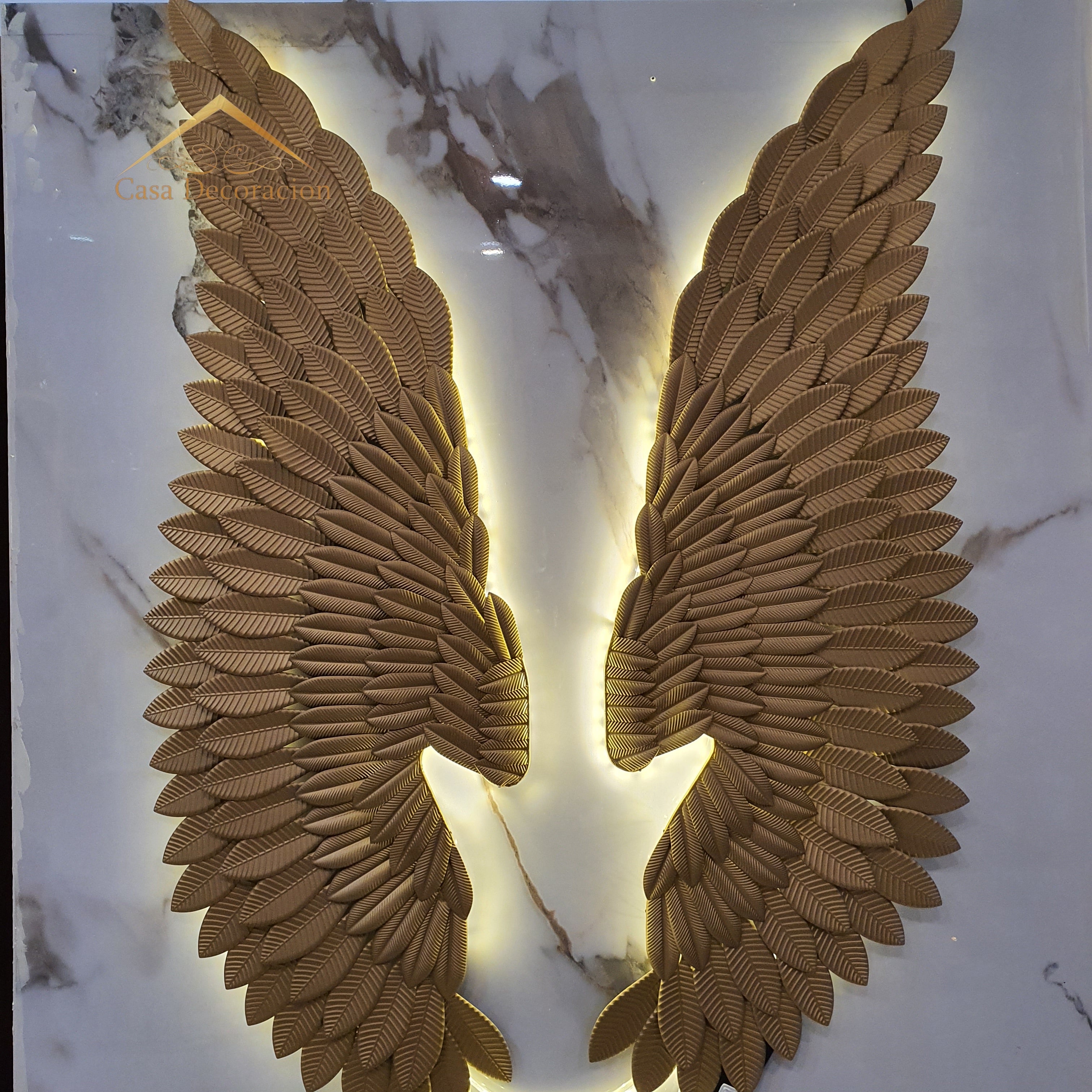 Angel Gold Wings Metal Decor with LED Light