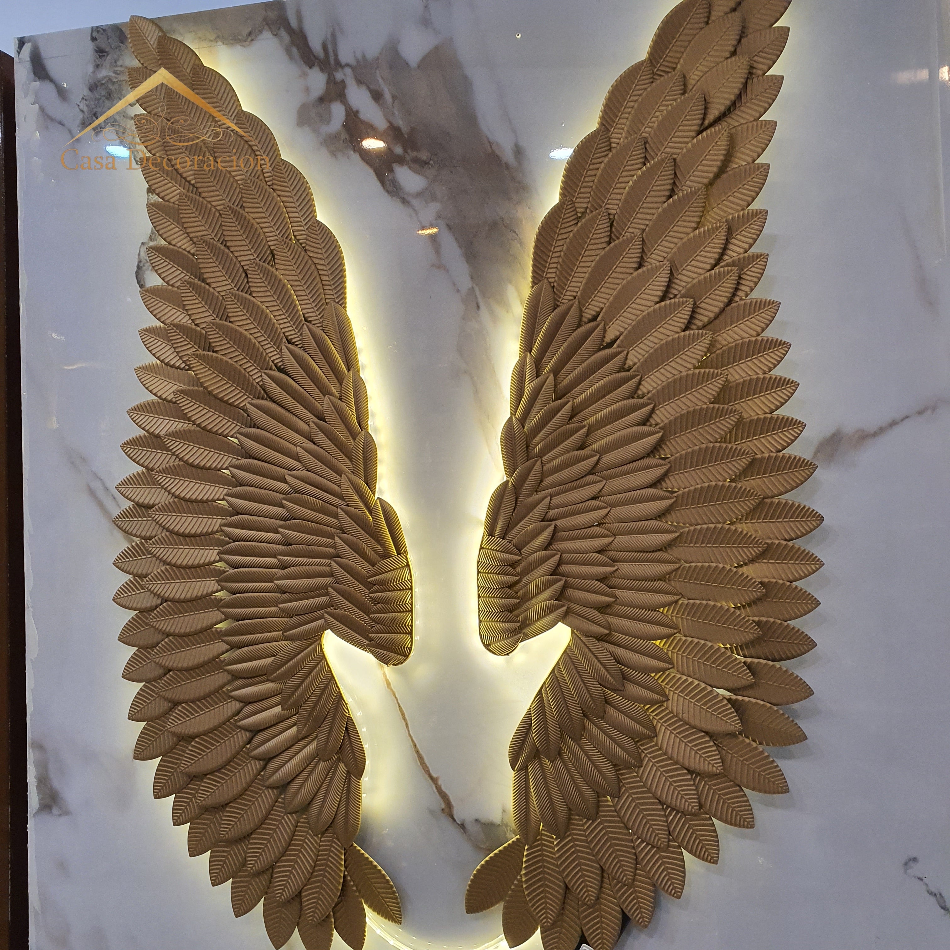 Angel Gold Wings Metal Decor with LED Light
