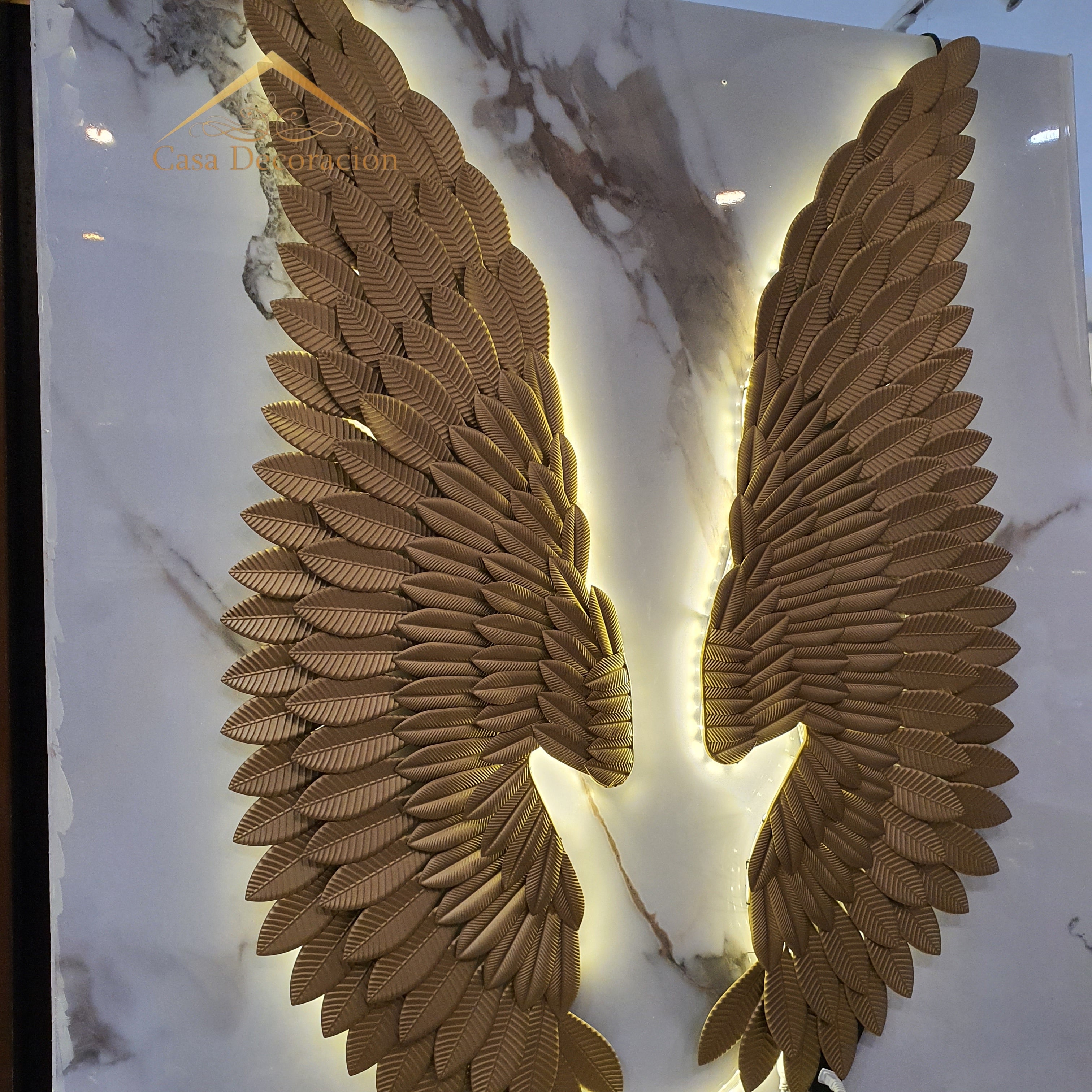 Angel Gold Wings Metal Decor with LED Light