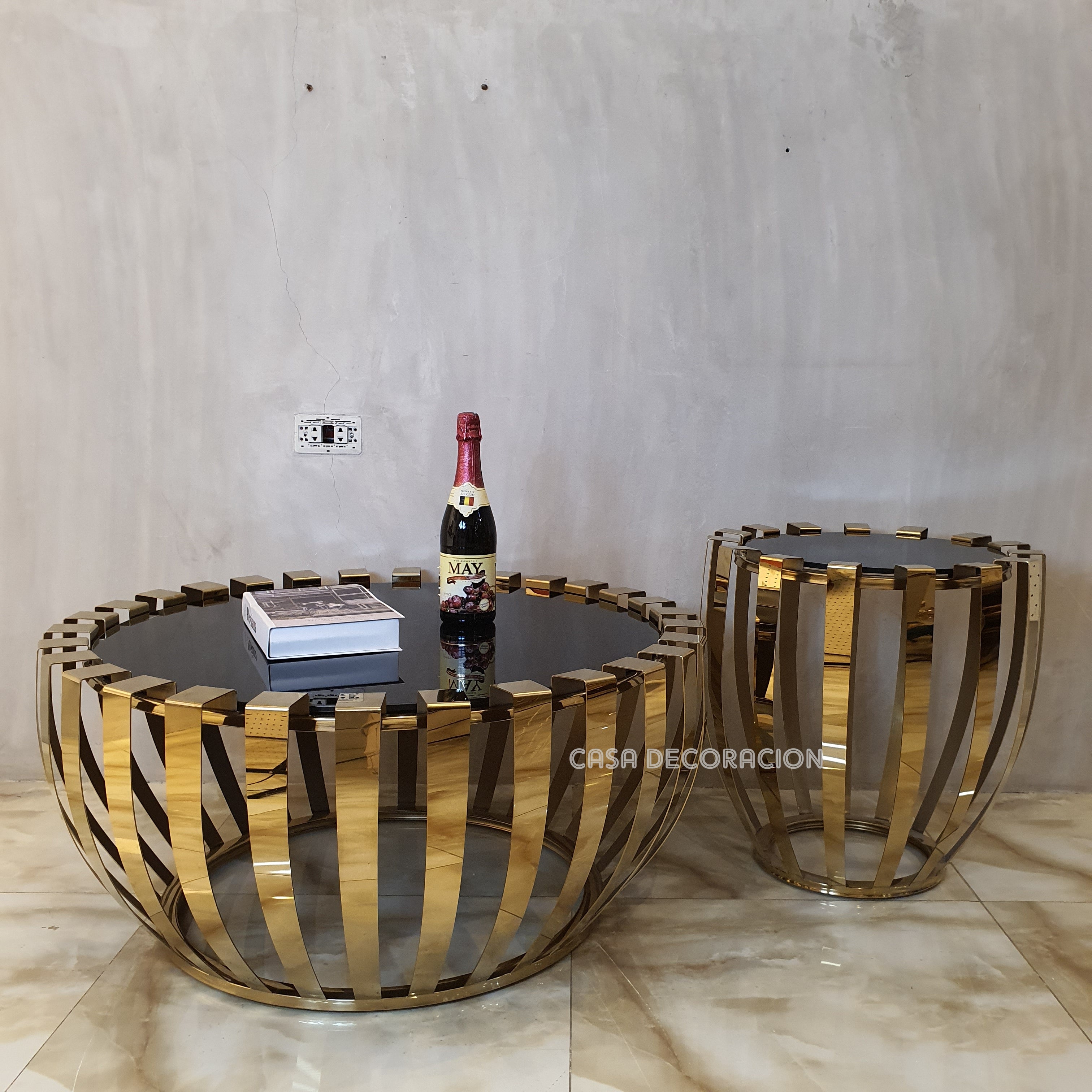 Elegant Gold Metal Glass Top Center Table - 01