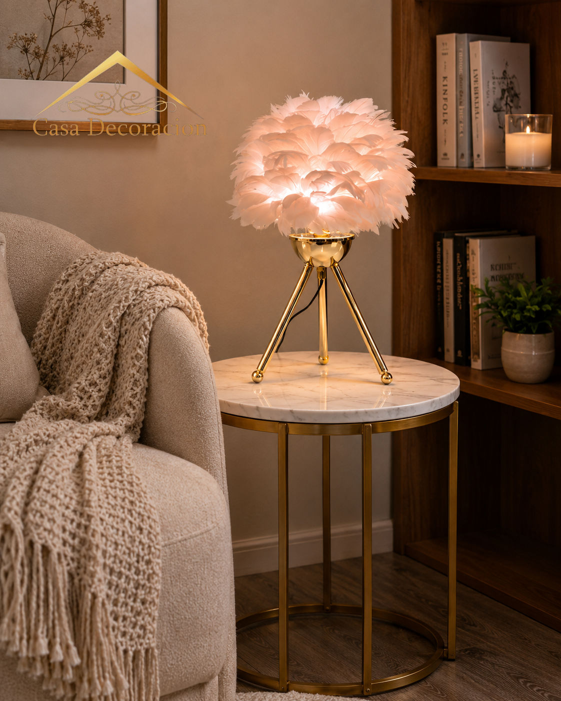 Pink Feather Table Lamp