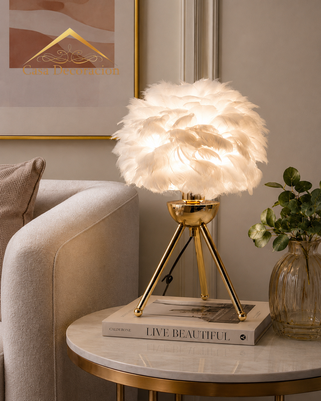 White Feather Table Lamp