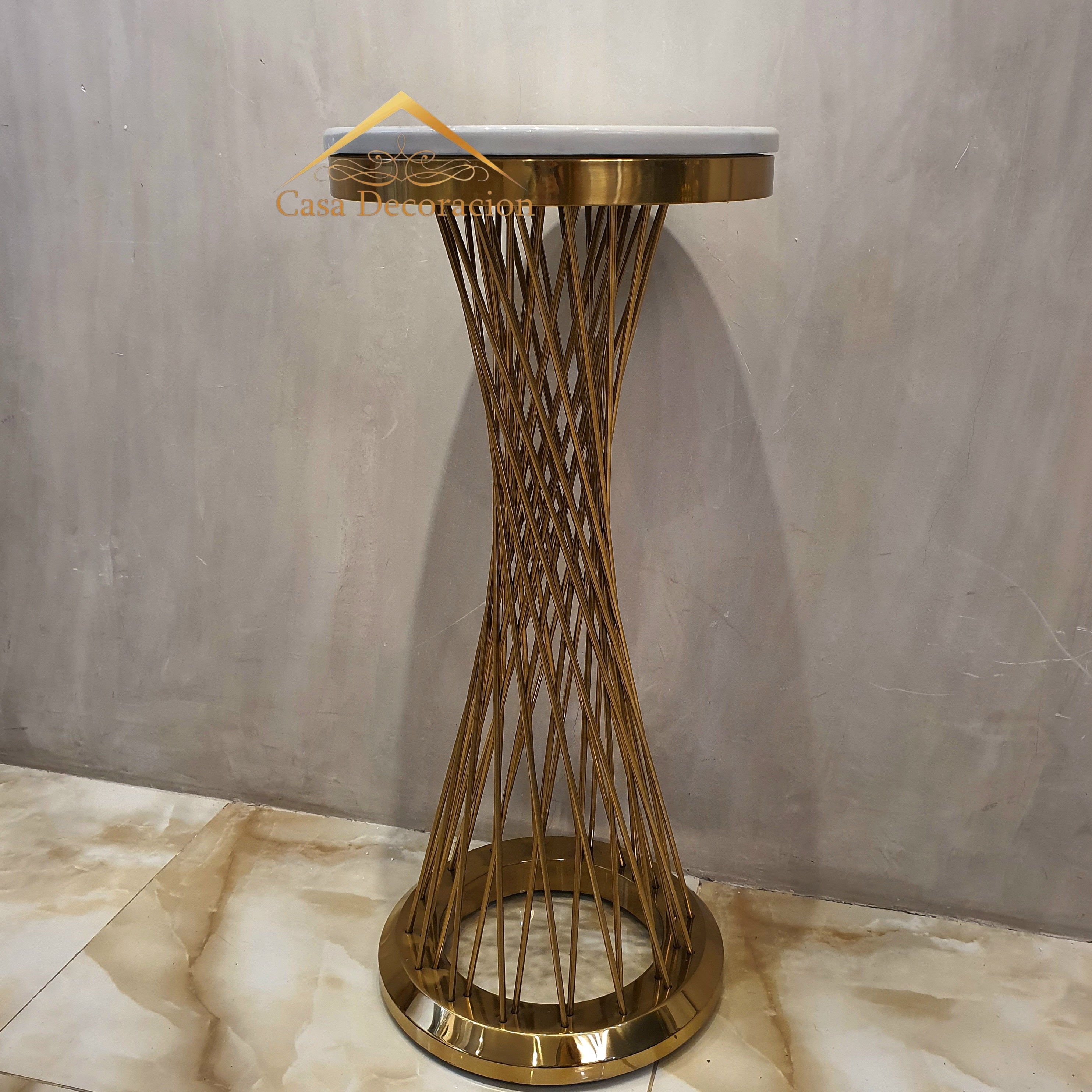 Gold Mesh Side Table Plant Stand